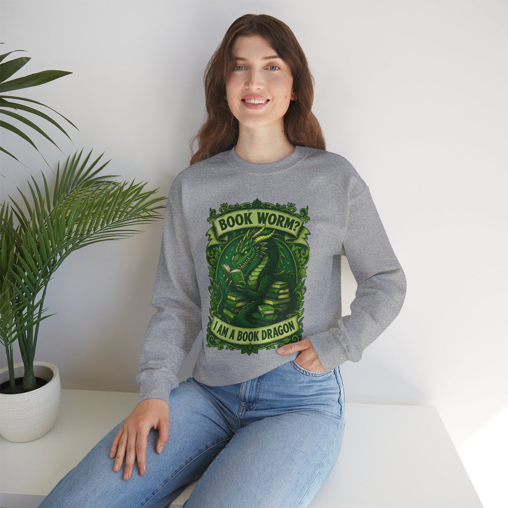 Book Worm? I Am a Book Dragon, Fantasy Reader Sweatshirt
