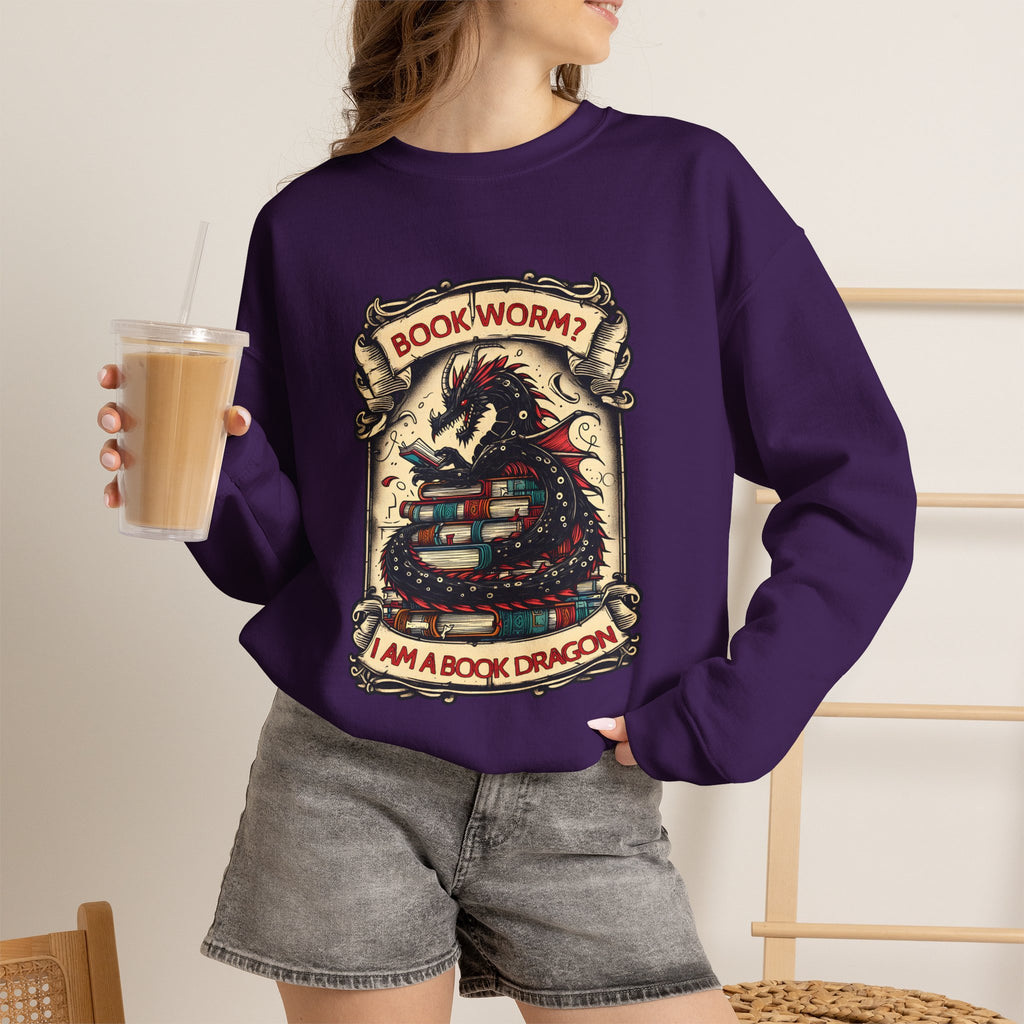 Book Worm? I Am a Book Dragon, Fantasy Reader Sweatshirt