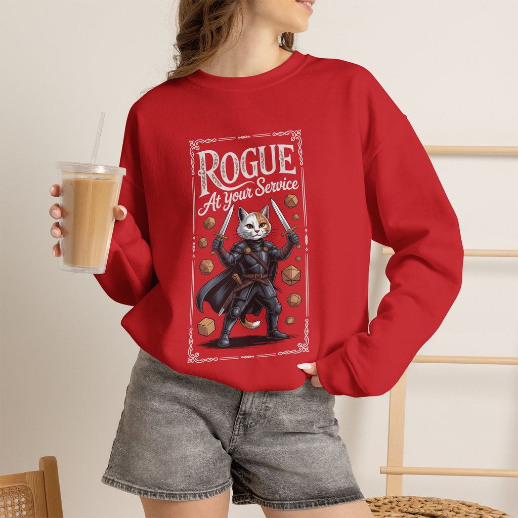 Rogue Cat at Your Serivece D&D Sweatshirt | Cat Lover RPG Gift