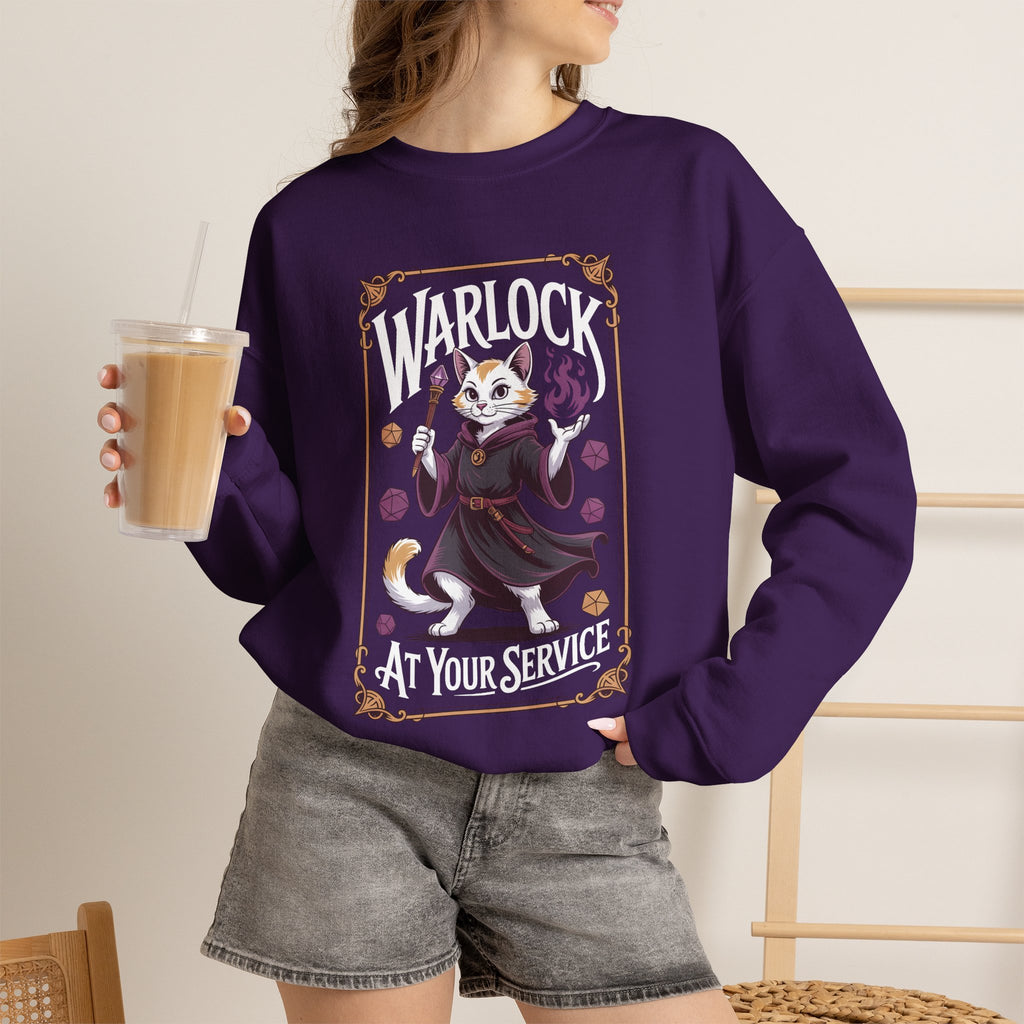 Warlock Cat at Your Serivece D&D Sweatshirt | Cat Lover RPG Gift