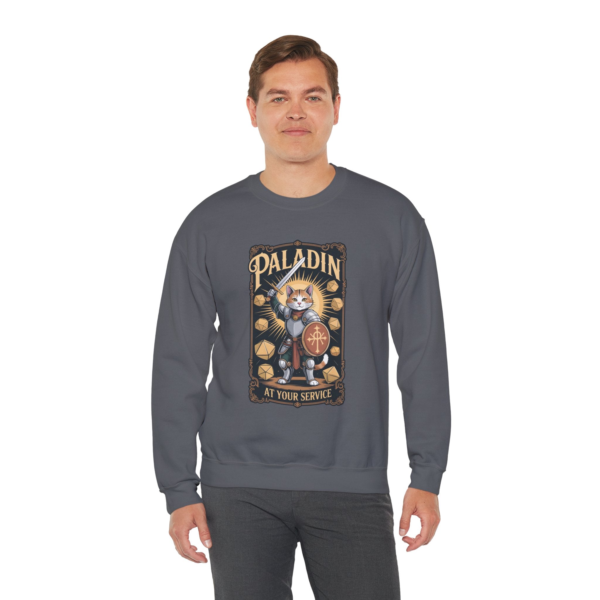 Paladin Cat at Your Service D&D Sweatshirt | Cat Lover RPG Gift