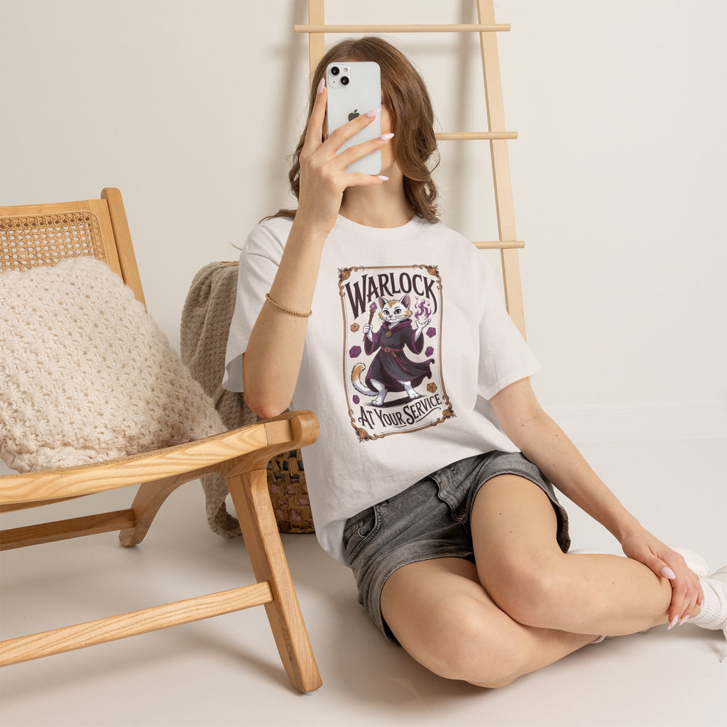 Warlock Cat at Your Serivece D&D T-shirt | Cat Lover RPG Gift