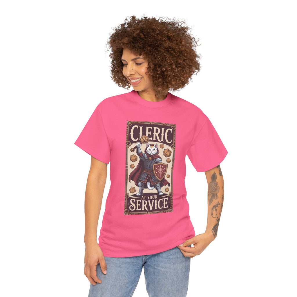 Cleric Cat at Your Service D&D T-shirt | Cat Lover RPG Gift