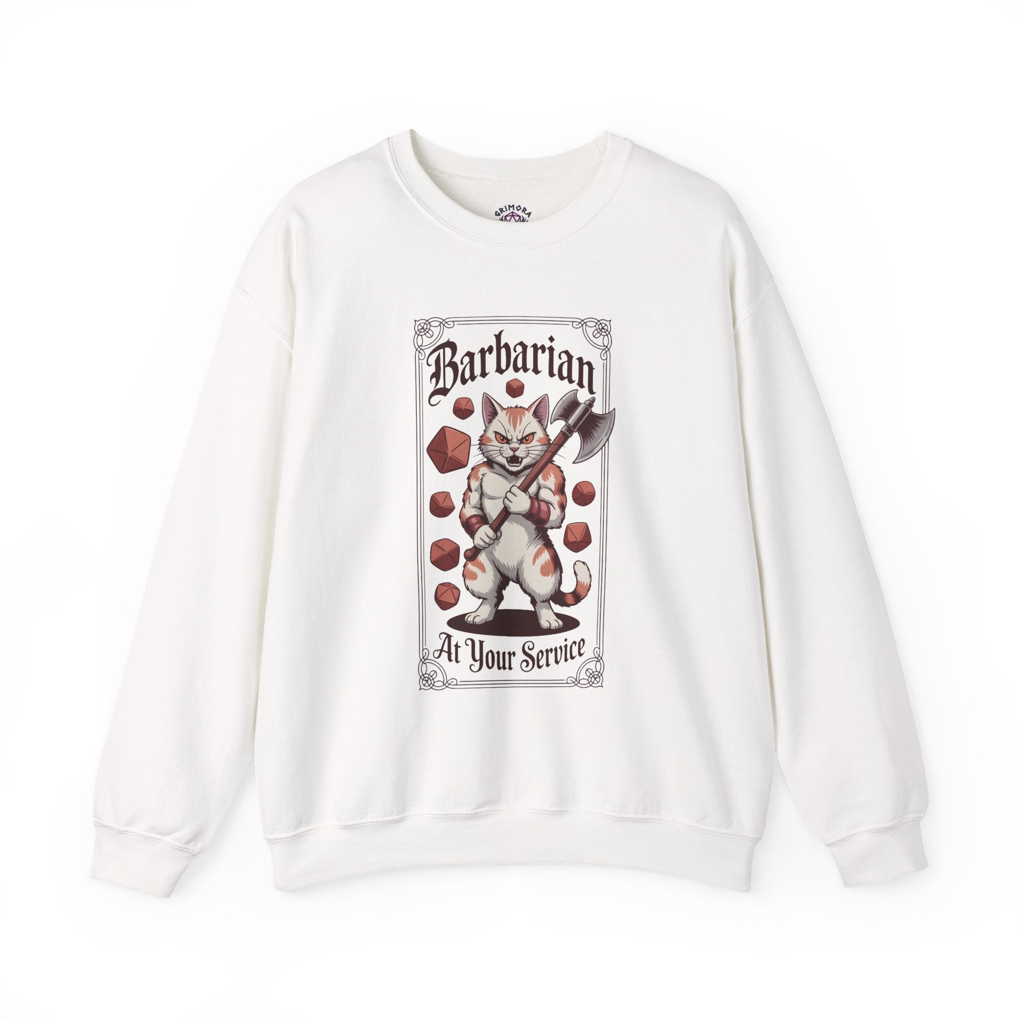 Barbarian Cat at Your Serivece D&D Sweatshirt | Cat Lover RPG Gift