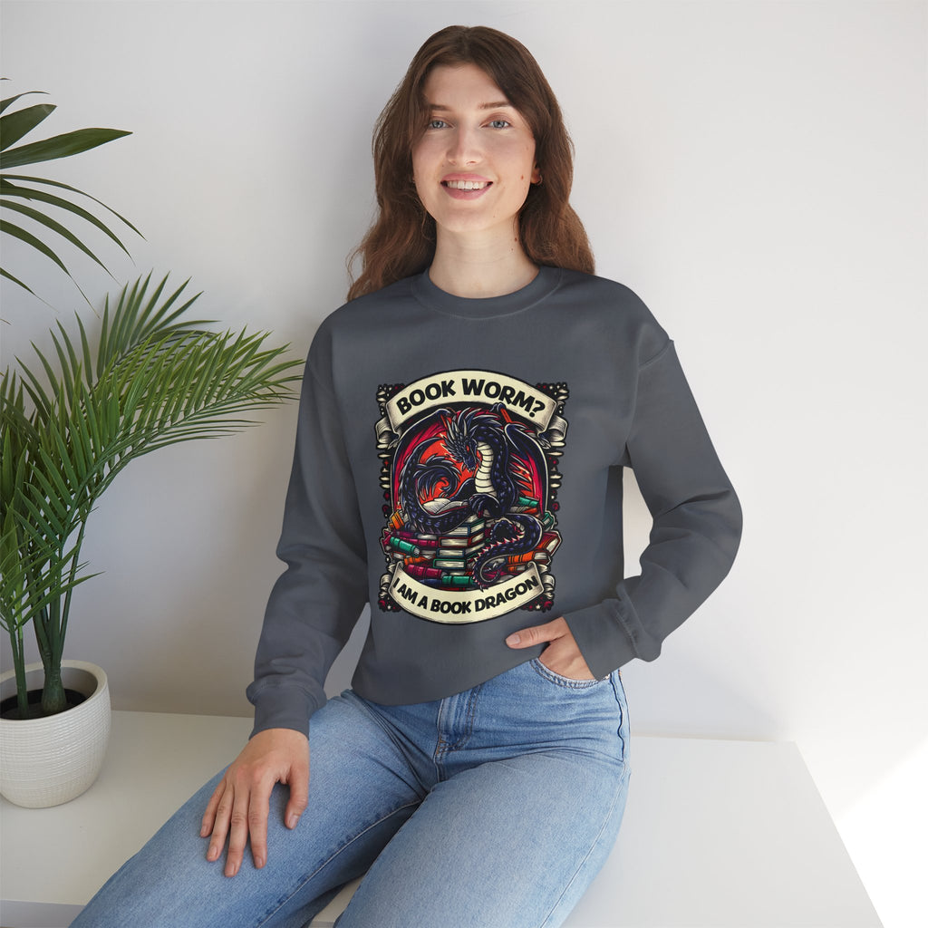 Book Worm? I Am a Book Dragon, Fantasy Reader Sweatshirt