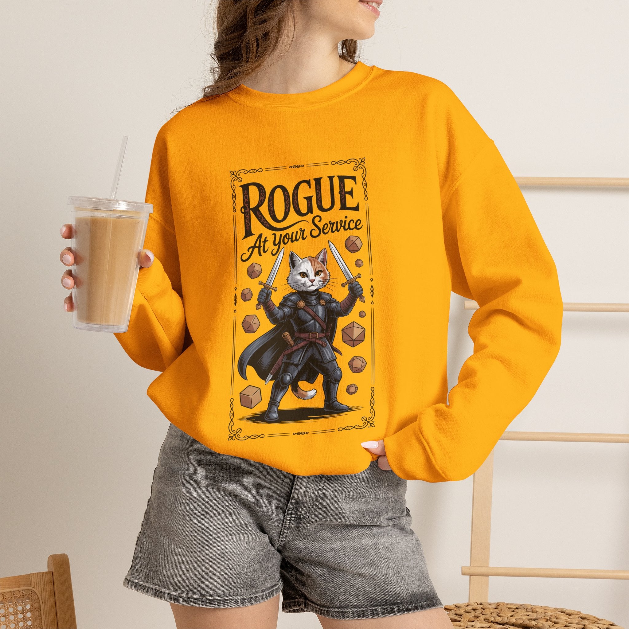 Rogue Cat at Your Serivece D&D Sweatshirt | Cat Lover RPG Gift
