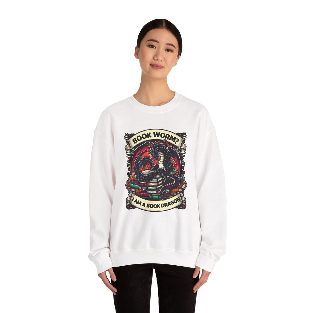 Book Worm? I Am a Book Dragon, Fantasy Reader Sweatshirt