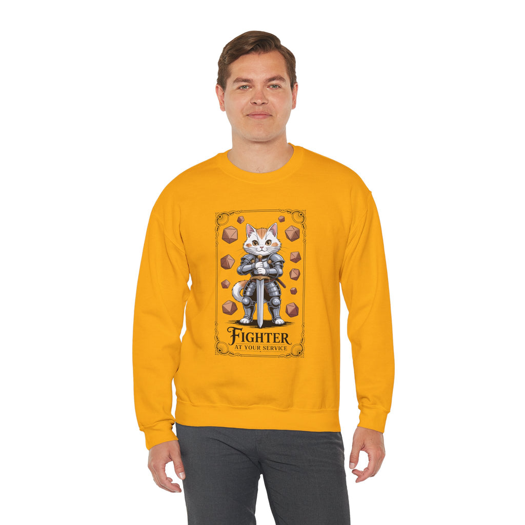 Fighter Cat at Your Service D&D Sweatshirt | Cat Lover RPG Gift