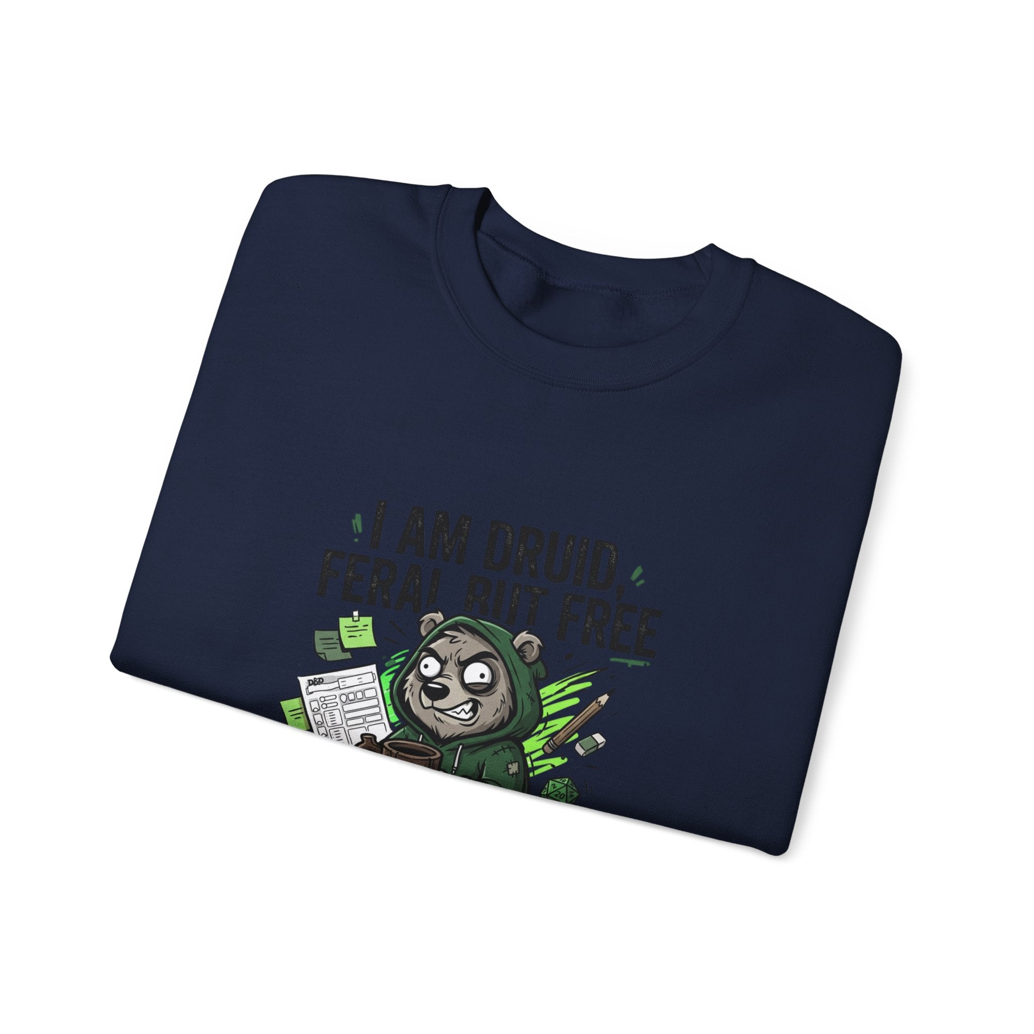 Feral But Free Crewneck Sweatshirt | chaotic-quirky, unhinged millennial burnout