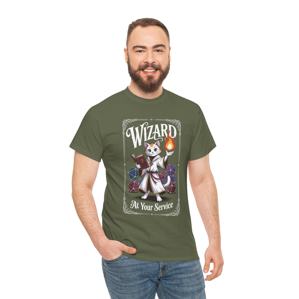 Wizard Cat at Your Serivece D&D T-shirt | Cat Lover RPG Gift
