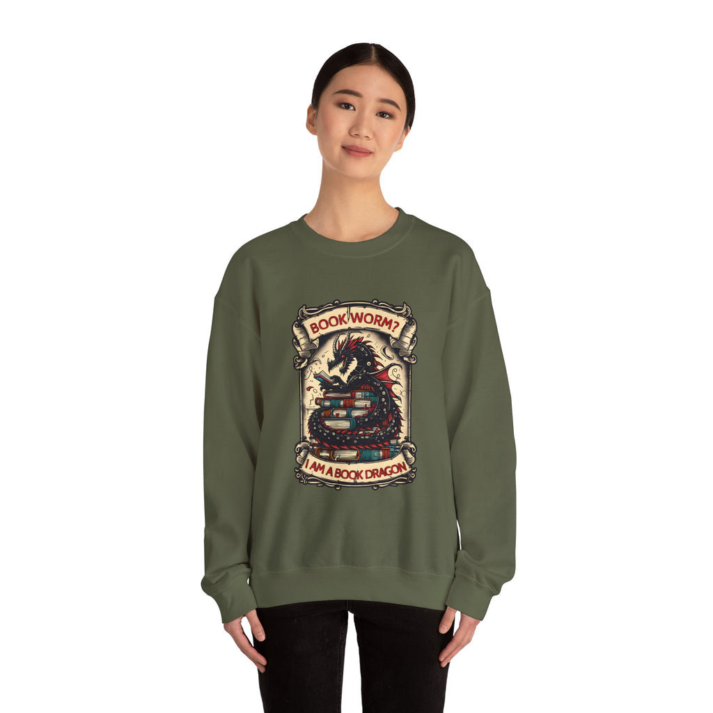 Book Worm? I Am a Book Dragon, Fantasy Reader Sweatshirt