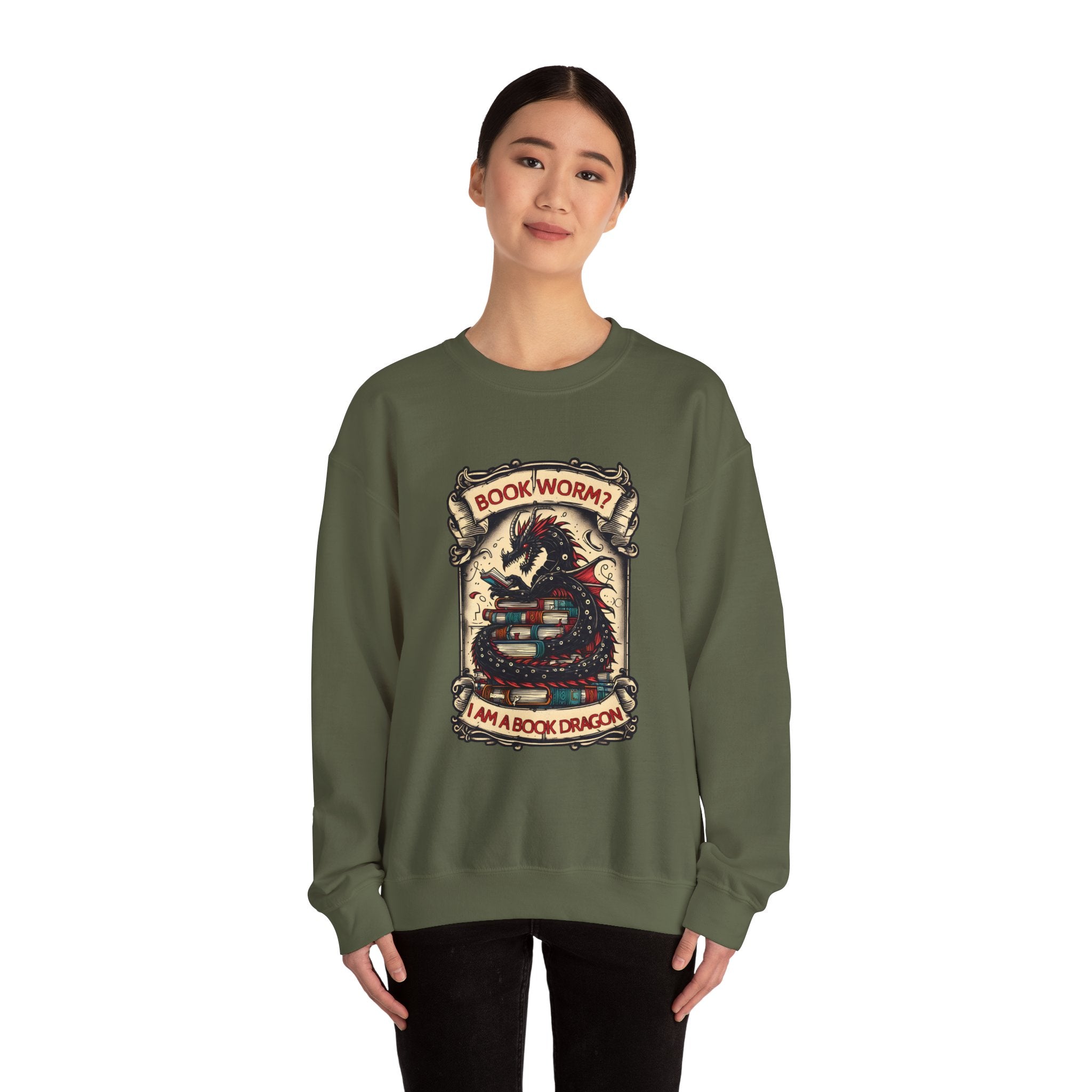 Book Worm? I Am a Book Dragon, Fantasy Reader Sweatshirt