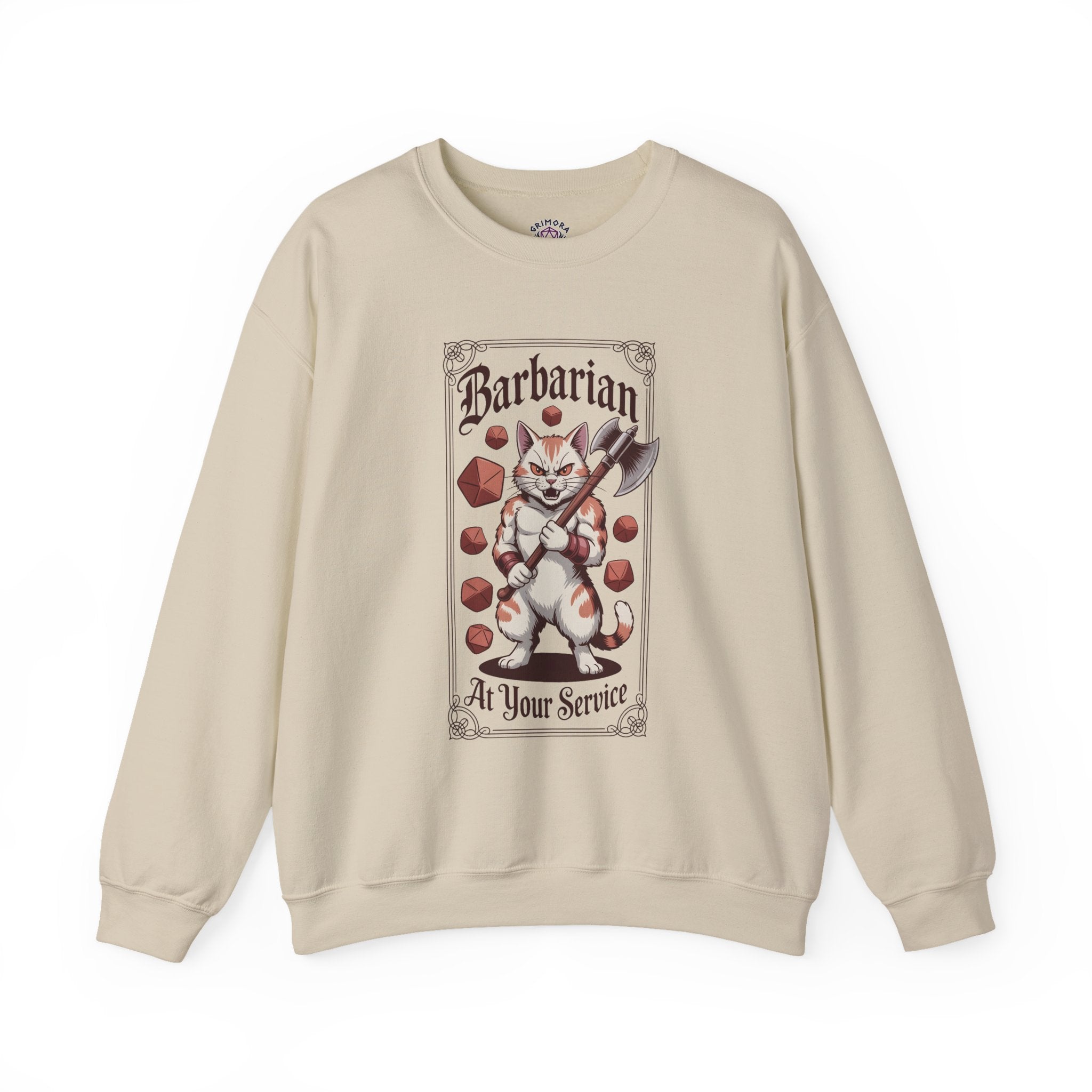 Barbarian Cat at Your Serivece D&D Sweatshirt | Cat Lover RPG Gift