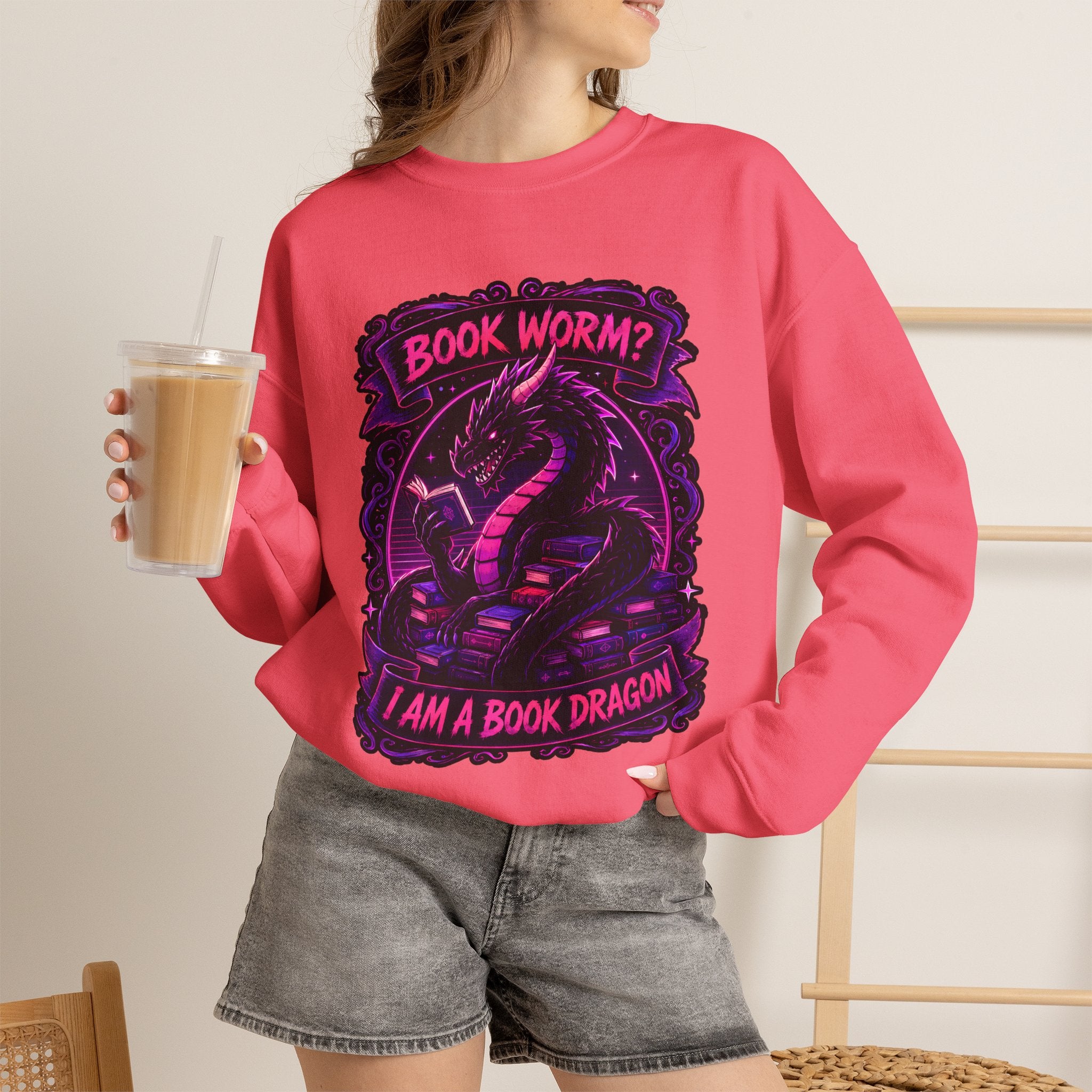 Book Worm? I Am a Book Dragon, Fantasy Reader Sweatshirt