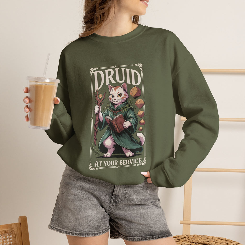 Druid Cat at Your Serivece D&D Sweatshirt | Cat Lover RPG Gift