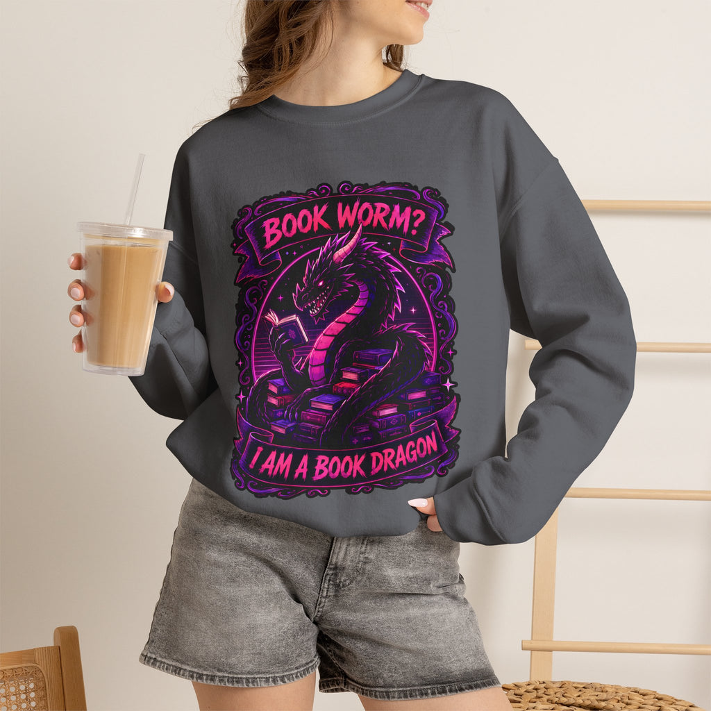 Book Worm? I Am a Book Dragon, Fantasy Reader Sweatshirt