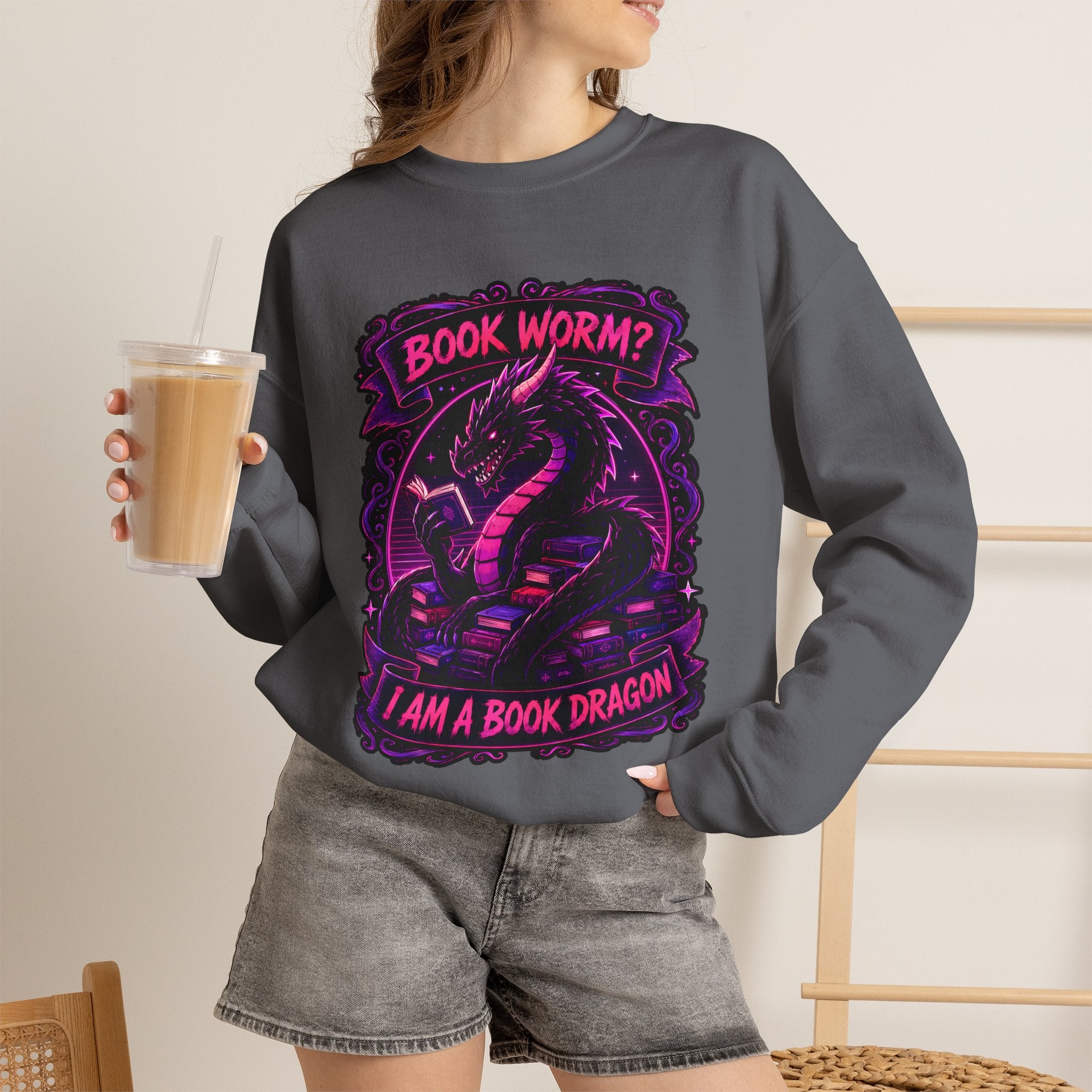Book Worm? I Am a Book Dragon, Fantasy Reader Sweatshirt
