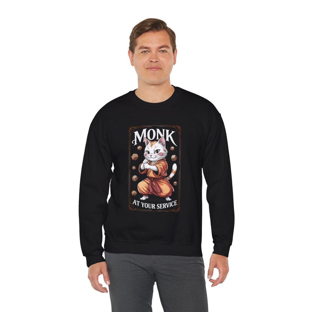 Monk Cat at Your Service D&D Sweatshirt | Cat Lover RPG Gift