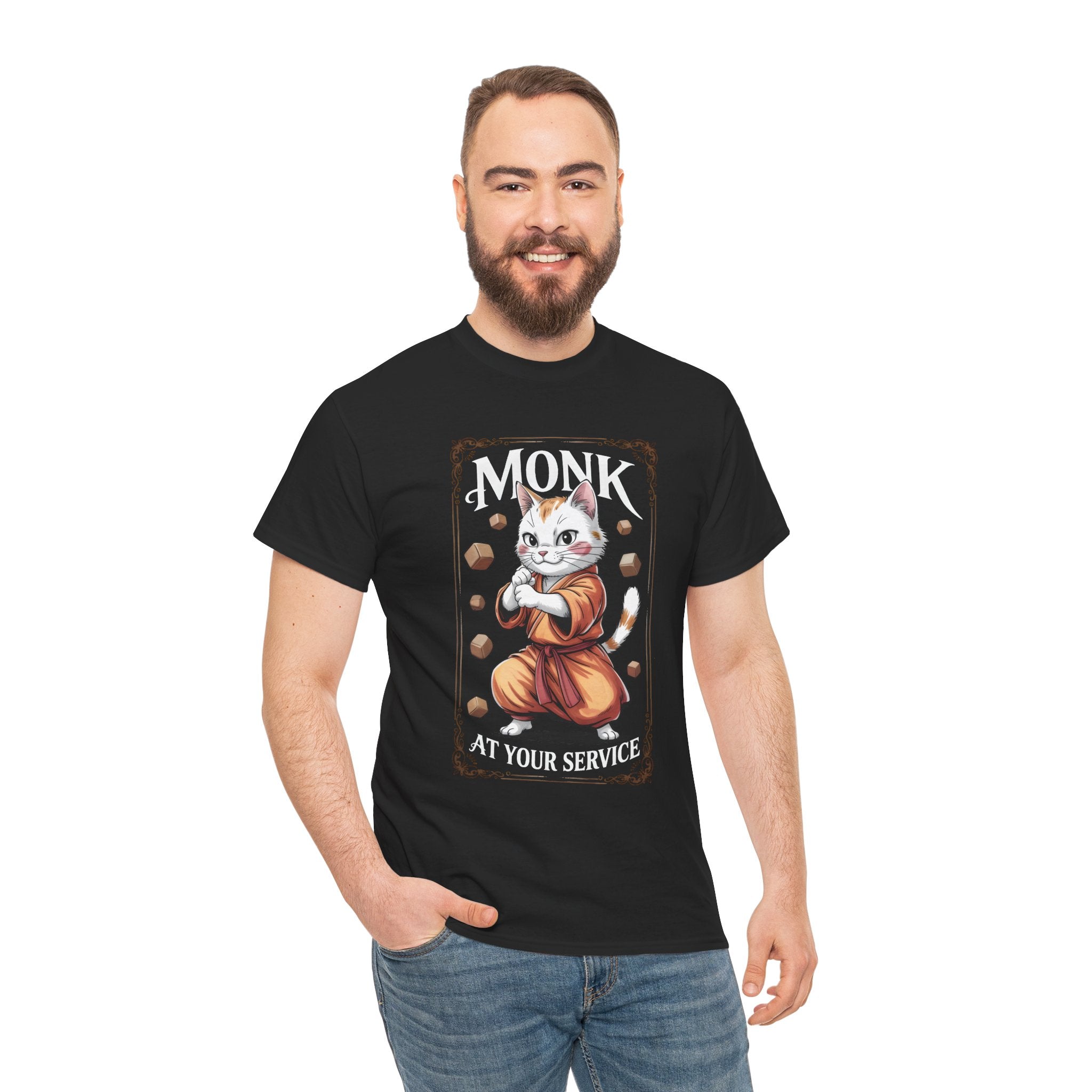 Monk Cat at Your Service D&D T-shirt | Cat Lover RPG Gift