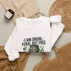 Feral But Free Crewneck Sweatshirt | chaotic-quirky, unhinged millennial burnout