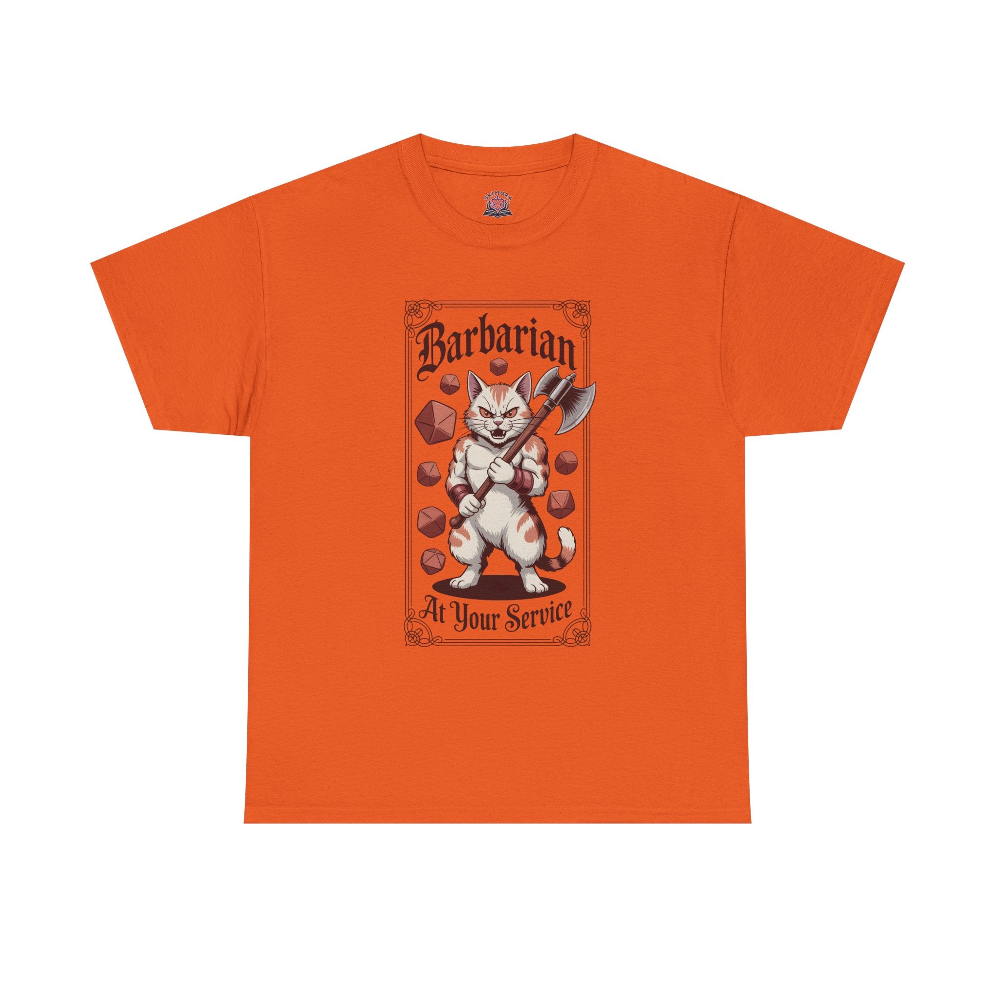 Barbarian Cat at Your Serivece D&D T-shirt | Cat Lover RPG Gift