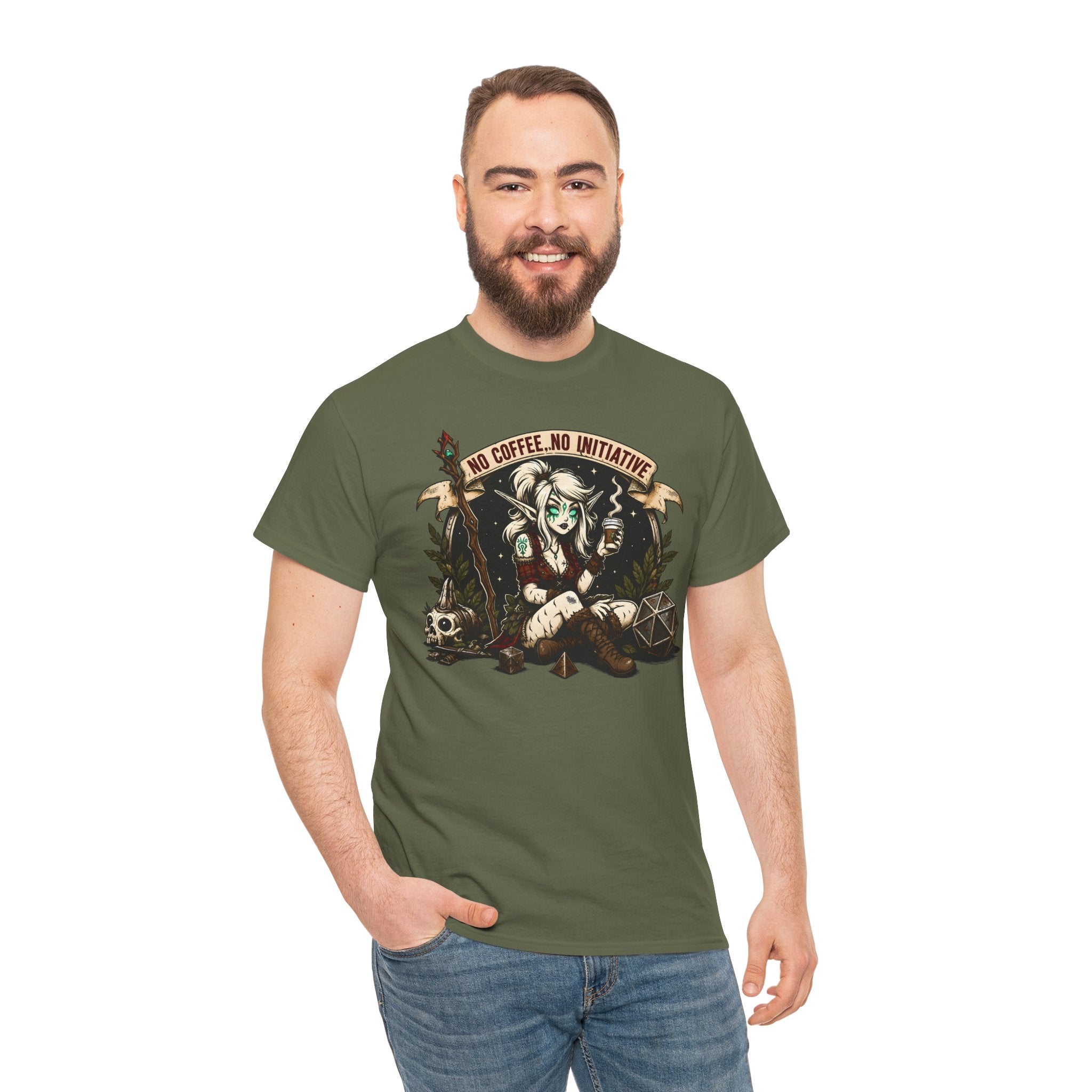 No Coffee, No Initiative | Fantasy RPG T-shirt