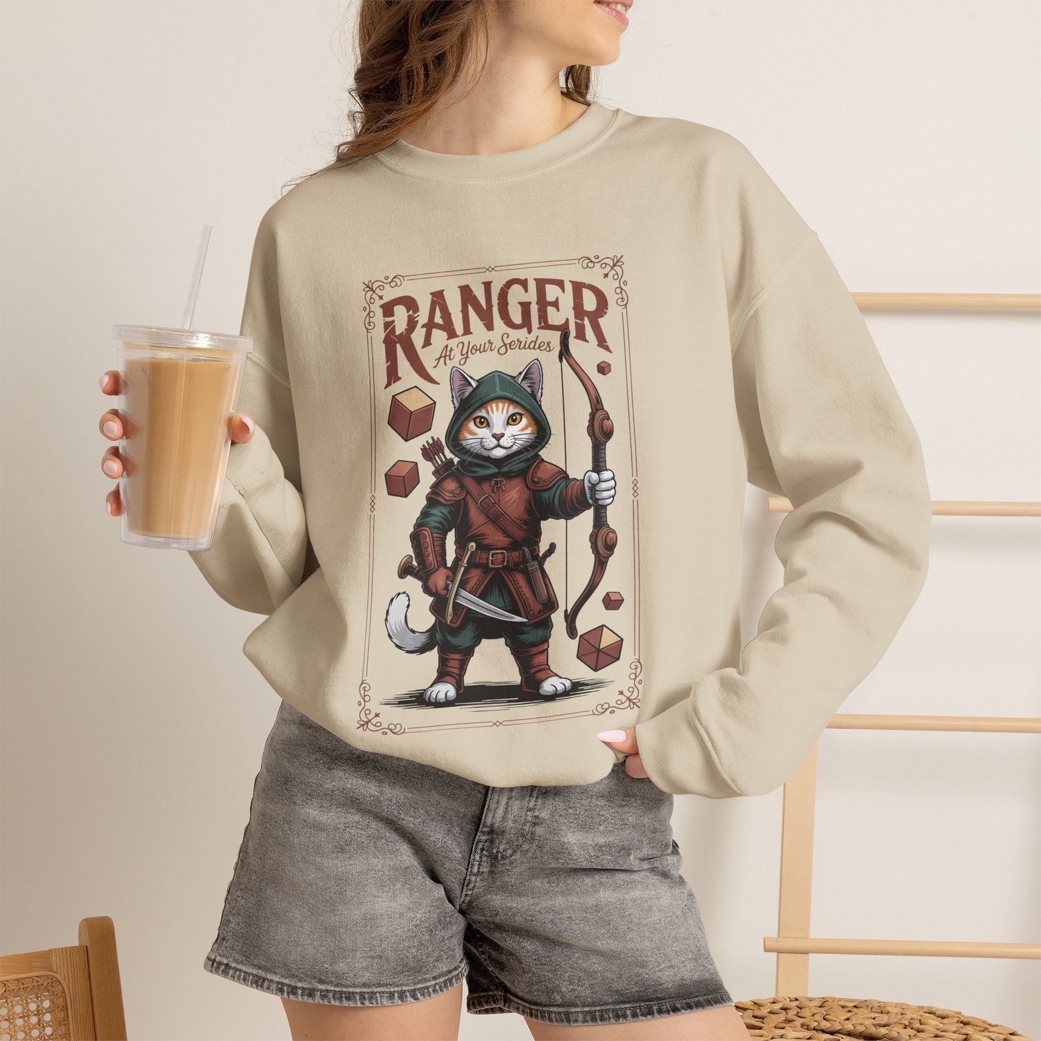 Ranger Cat at Your Serivece D&D Sweatshirt | Cat Lover RPG Gift