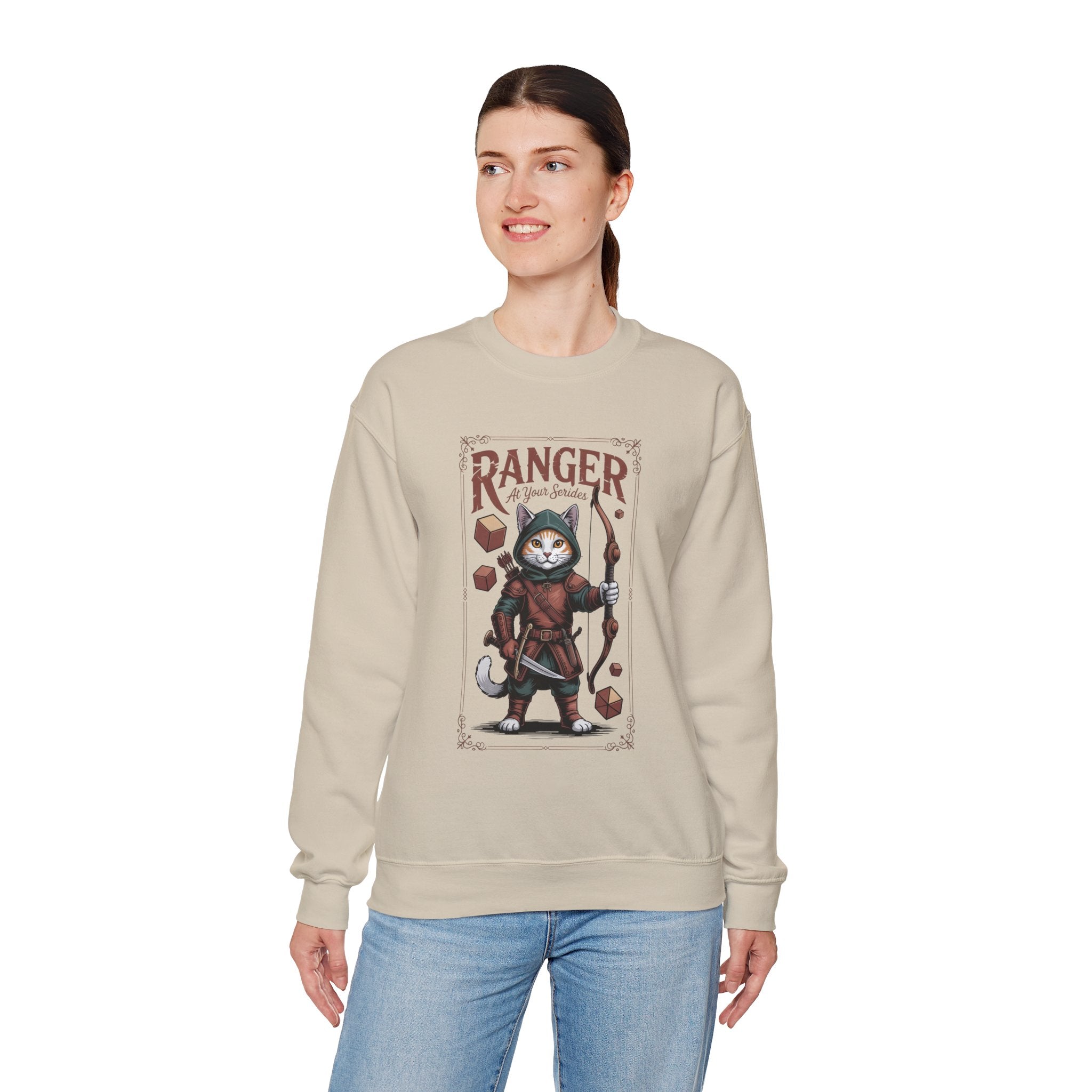 Ranger Cat at Your Serivece D&D Sweatshirt | Cat Lover RPG Gift