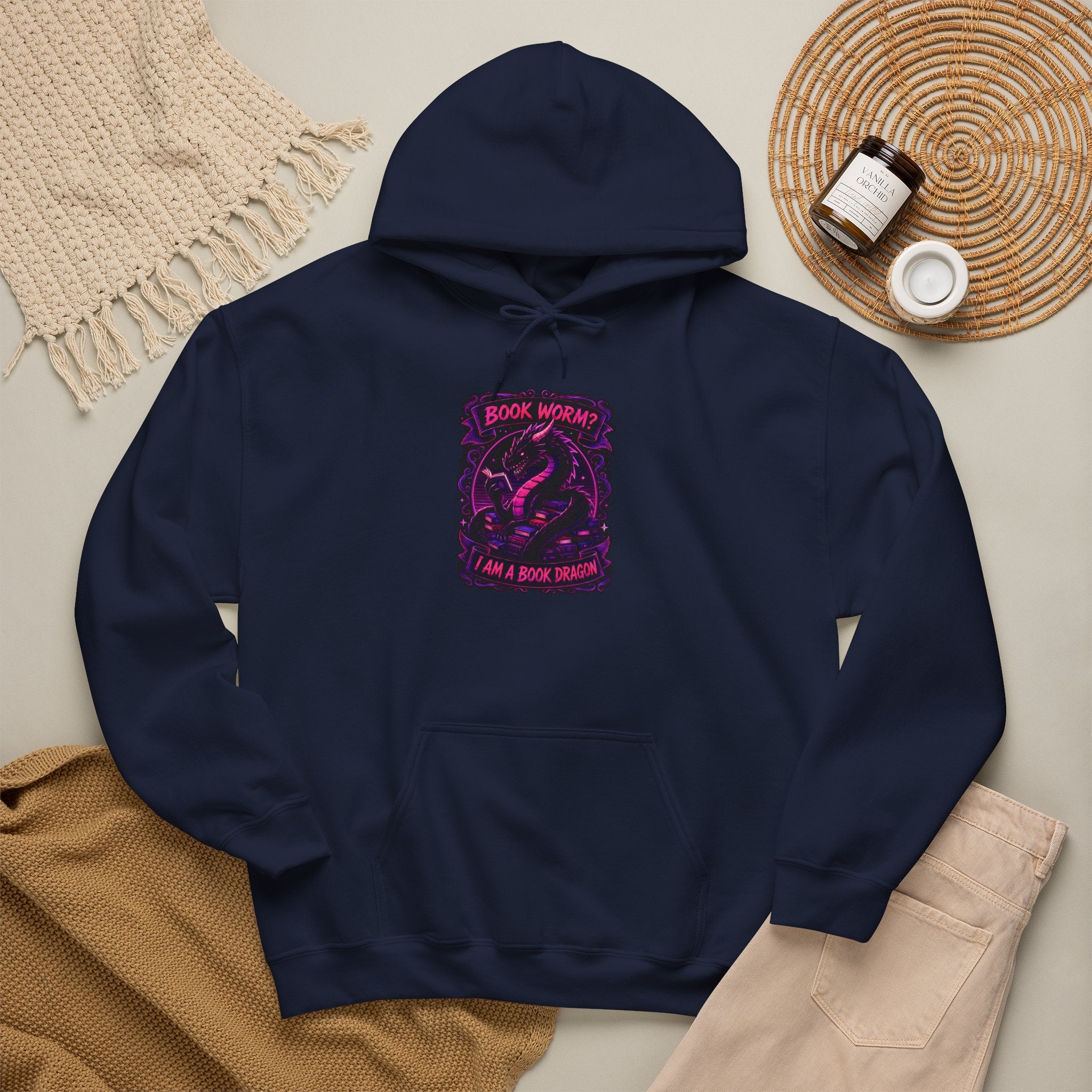 Book Worm? I Am a Book Dragon, Fantasy Reader Hoodie