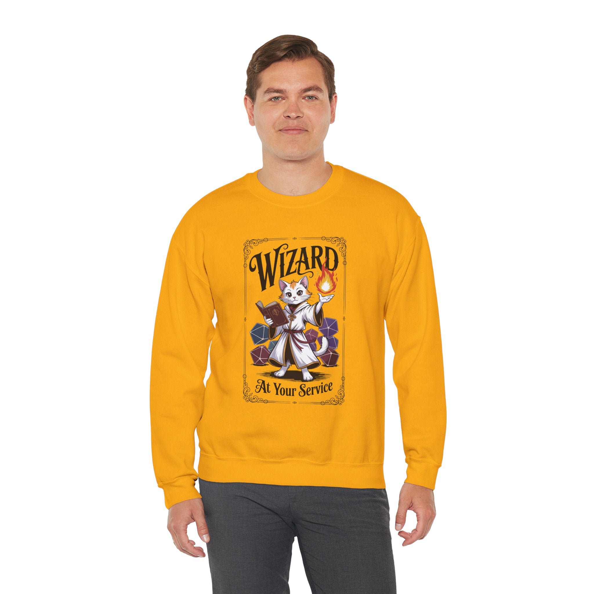 Wizard Cat at Your Serivece D&D Sweatshirt | Cat Lover RPG Gift