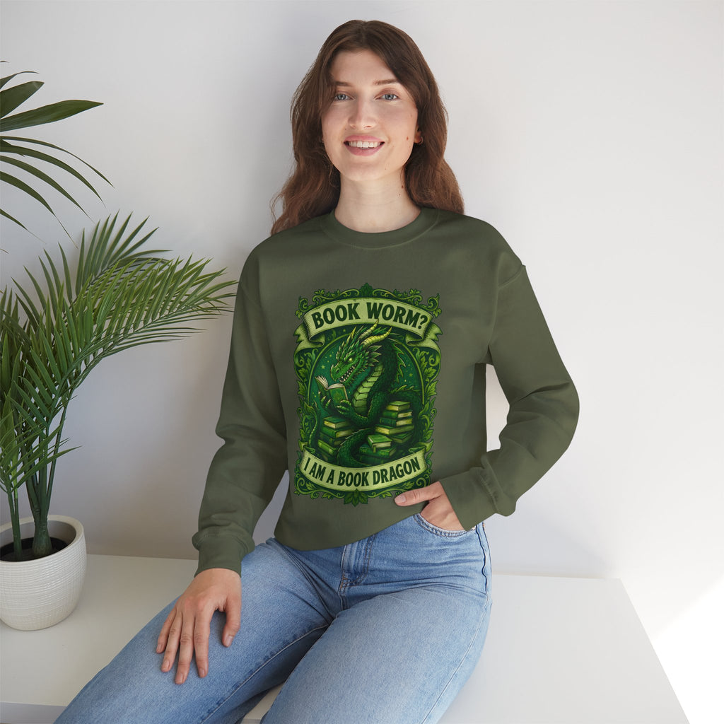 Book Worm? I Am a Book Dragon, Fantasy Reader Sweatshirt