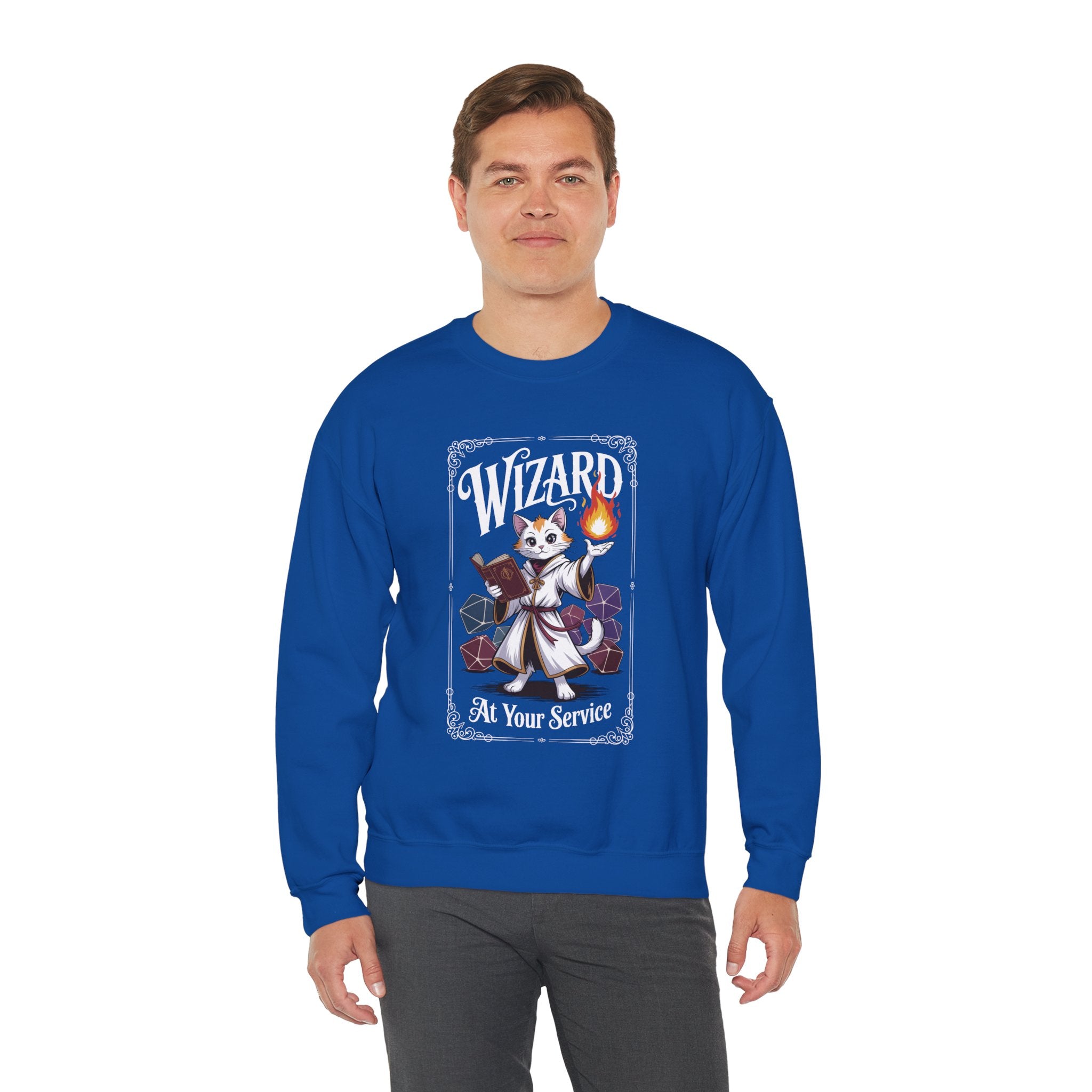 Wizard Cat at Your Serivece D&D Sweatshirt | Cat Lover RPG Gift