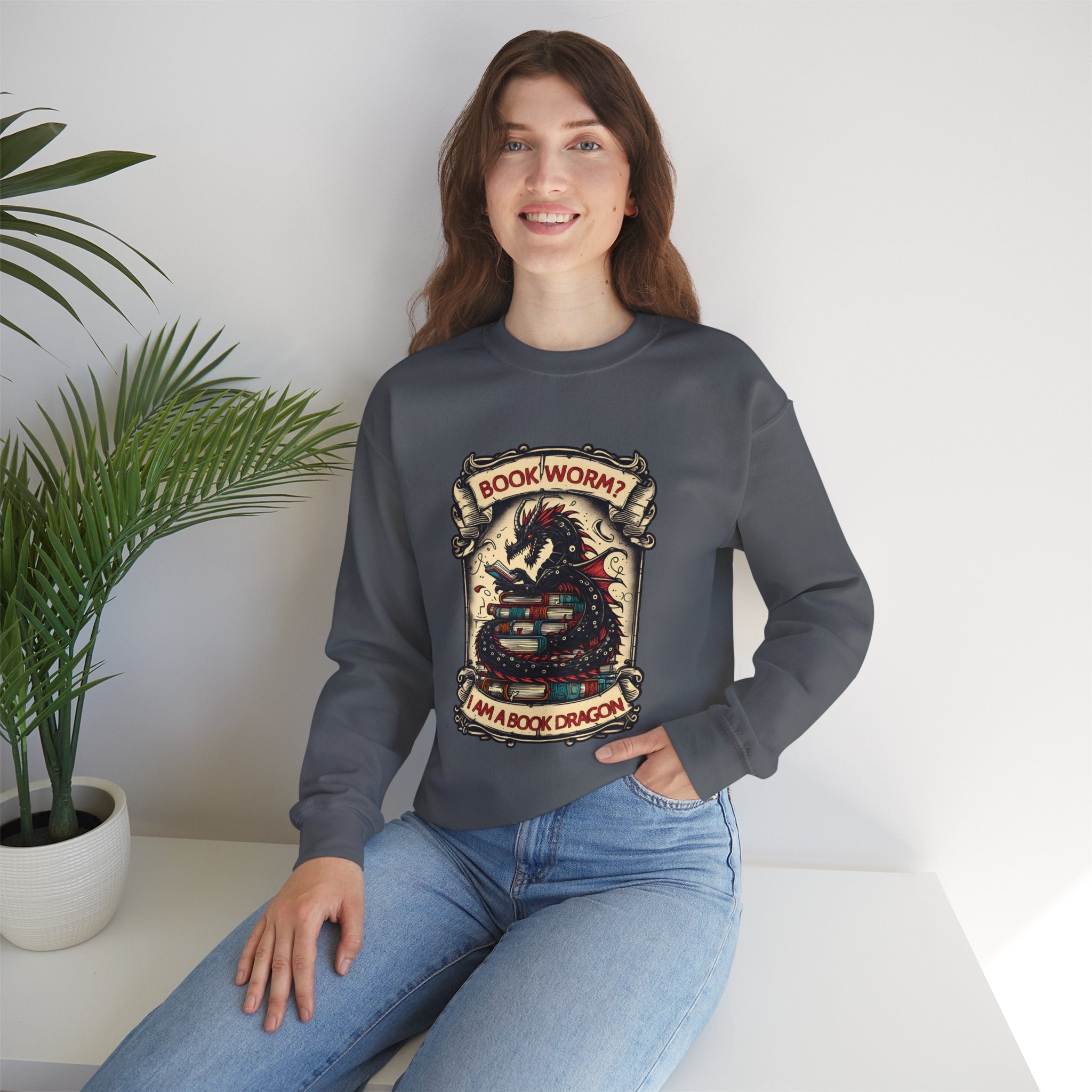 Book Worm? I Am a Book Dragon, Fantasy Reader Sweatshirt