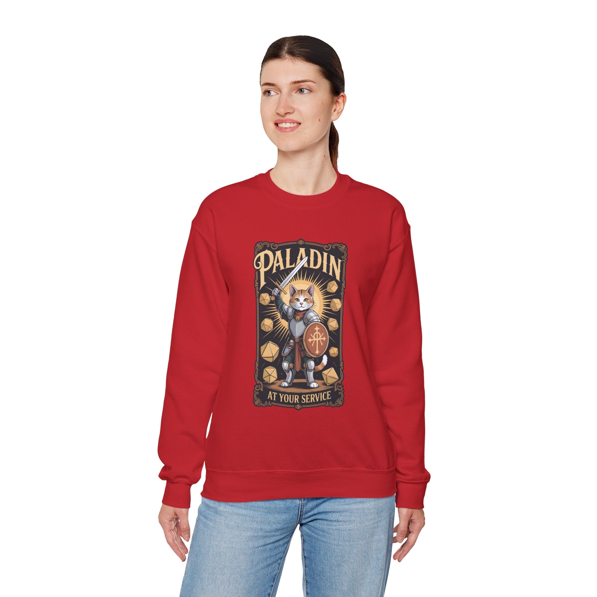 Paladin Cat at Your Service D&D Sweatshirt | Cat Lover RPG Gift