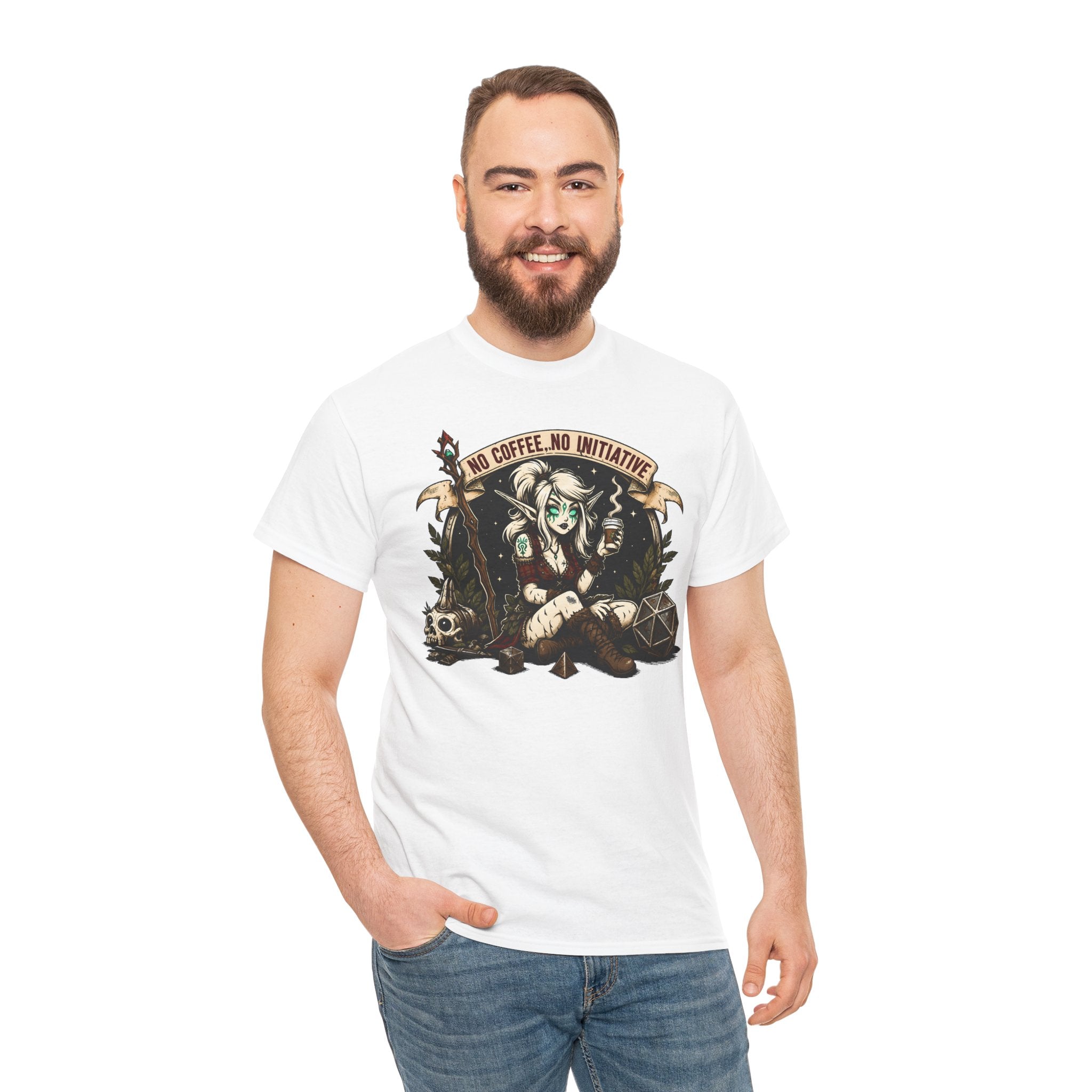 No Coffee, No Initiative | Fantasy RPG T-shirt