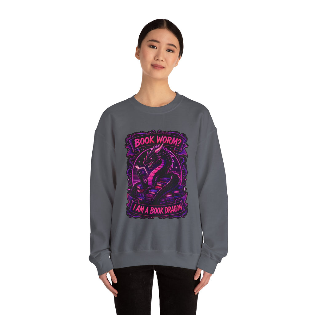 Book Worm? I Am a Book Dragon, Fantasy Reader Sweatshirt