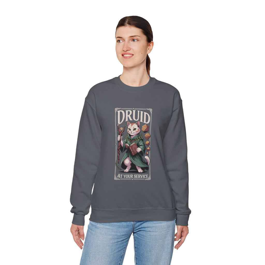 Druid Cat at Your Serivece D&D Sweatshirt | Cat Lover RPG Gift