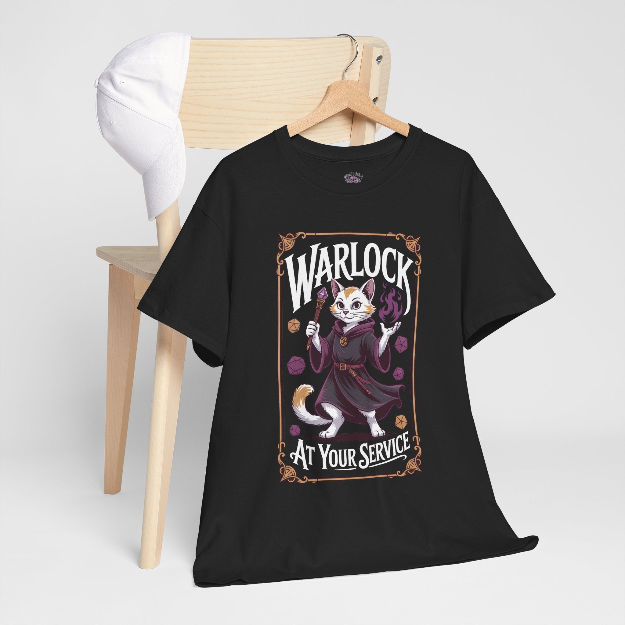 Warlock Cat at Your Serivece D&D T-shirt | Cat Lover RPG Gift