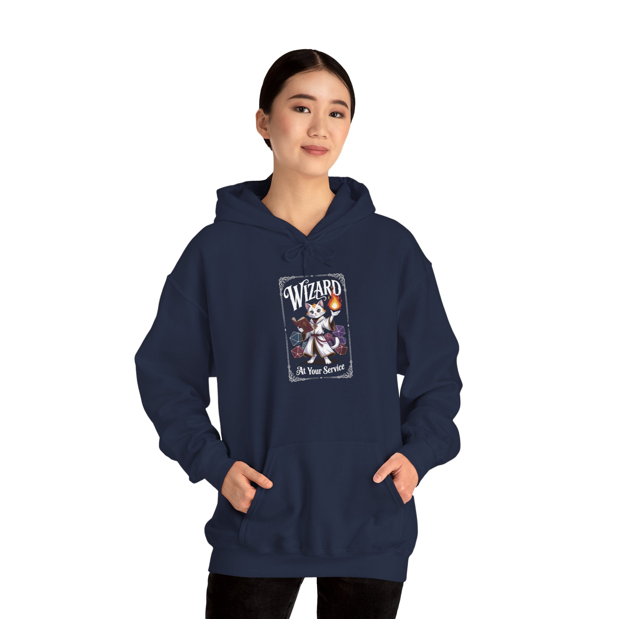 Wizard Cat at Your Serivece D&D Hoodie | Cat Lover RPG Gift