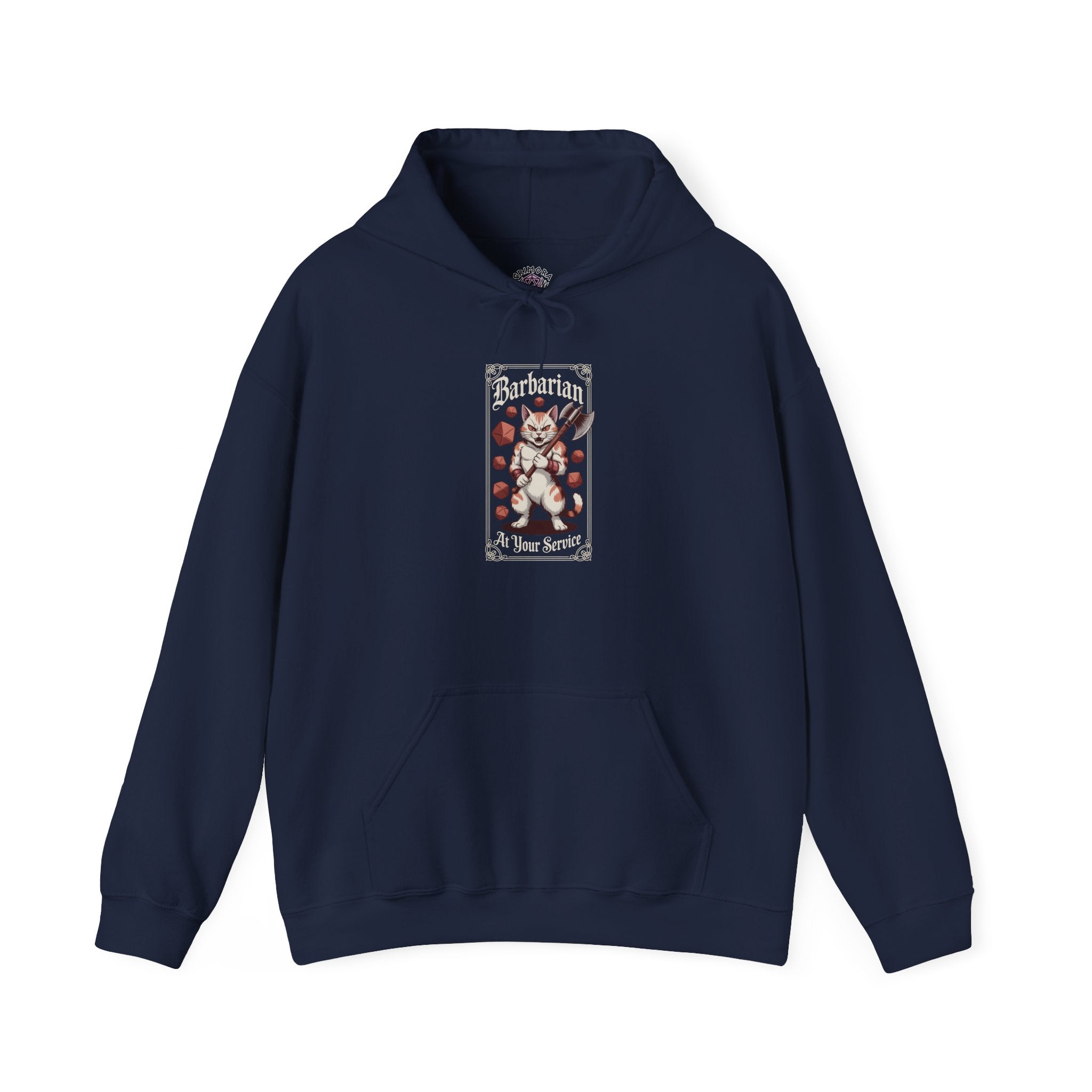 Barbarian Cat at Your Serivece D&D Hoodie | Cat Lover RPG Gift