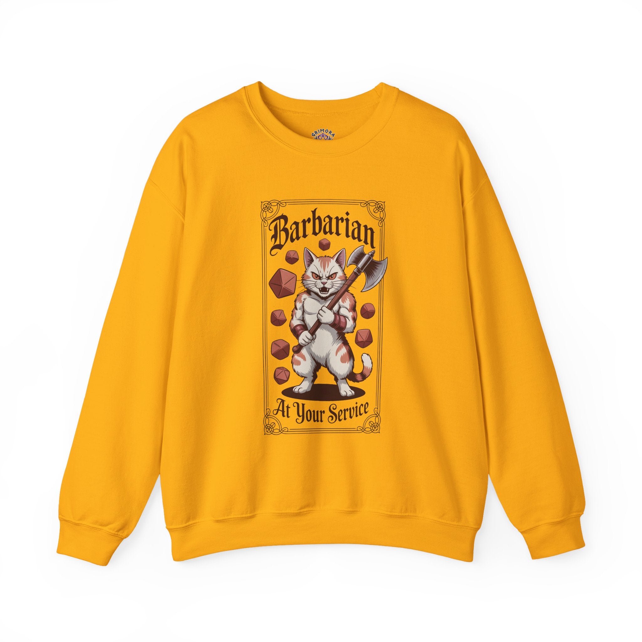 Barbarian Cat at Your Serivece D&D Sweatshirt | Cat Lover RPG Gift