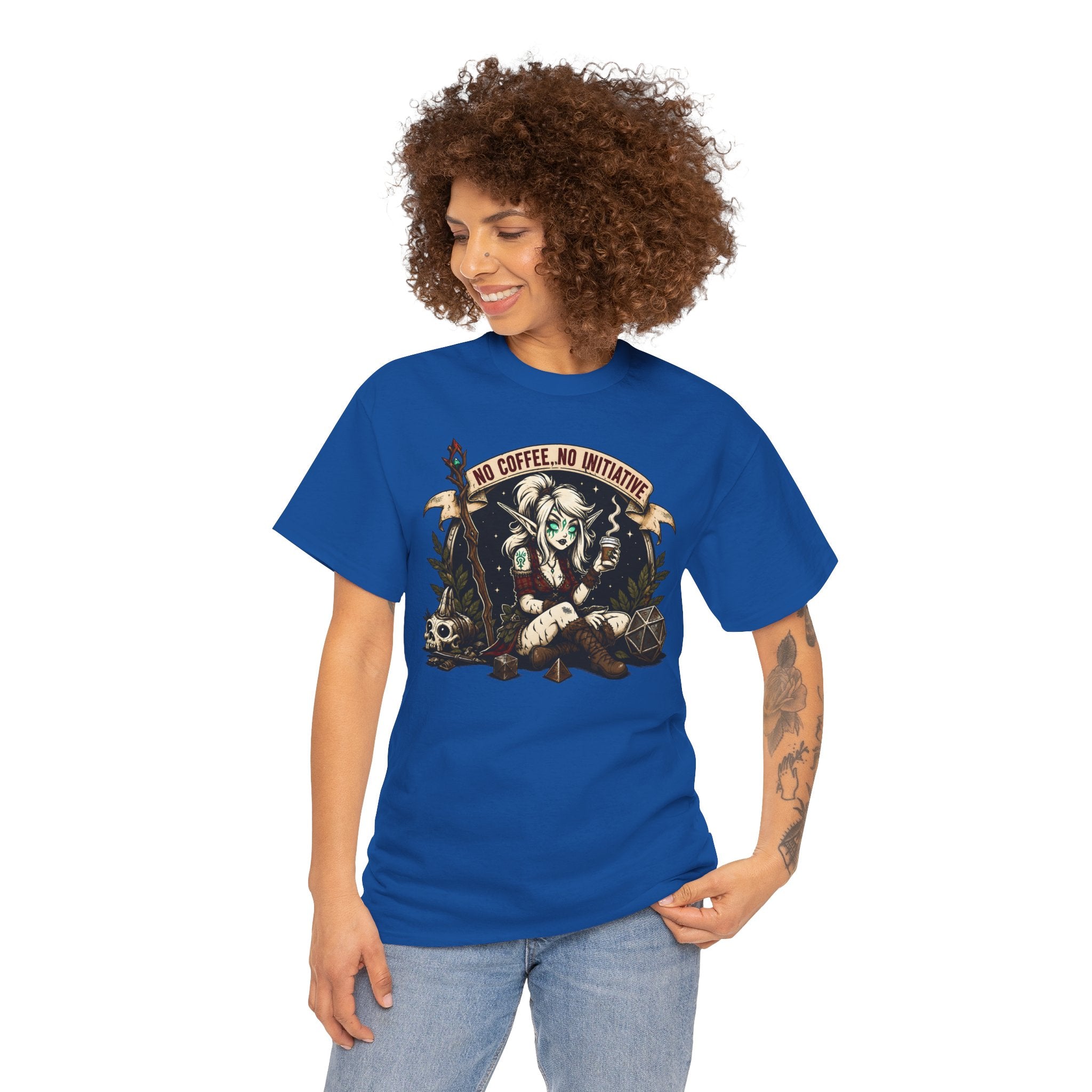 No Coffee, No Initiative | Fantasy RPG T-shirt