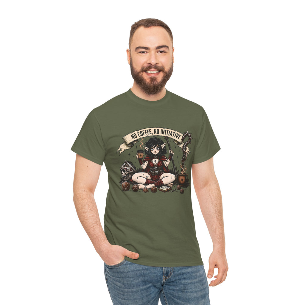 No Coffee, No Initiative | Fantasy RPG T-shirt