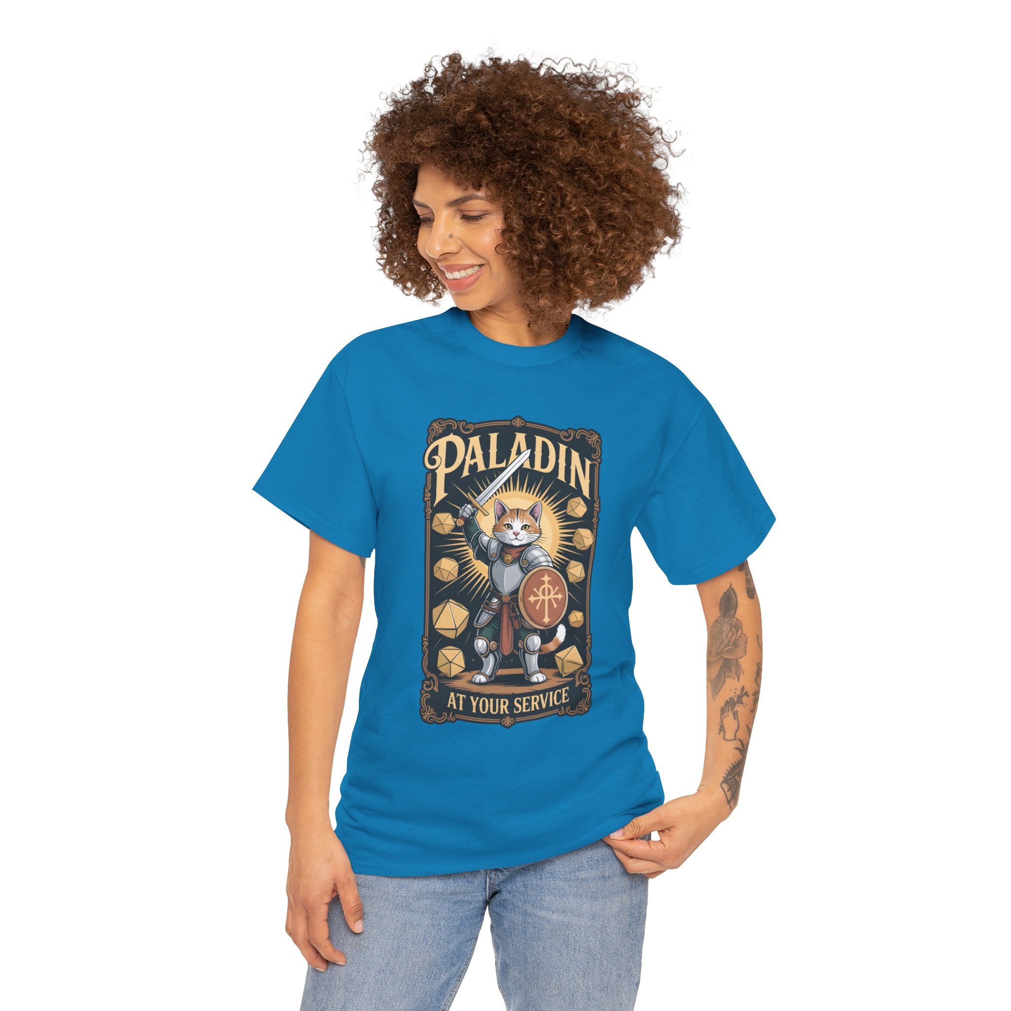 Paladin Cat at Your Service D&D T-shirt | Cat Lover RPG Gift