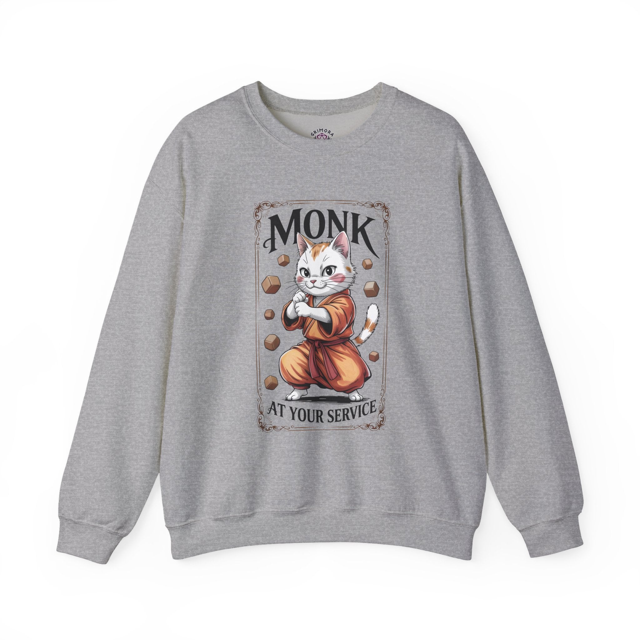 Monk Cat at Your Service D&D Sweatshirt | Cat Lover RPG Gift