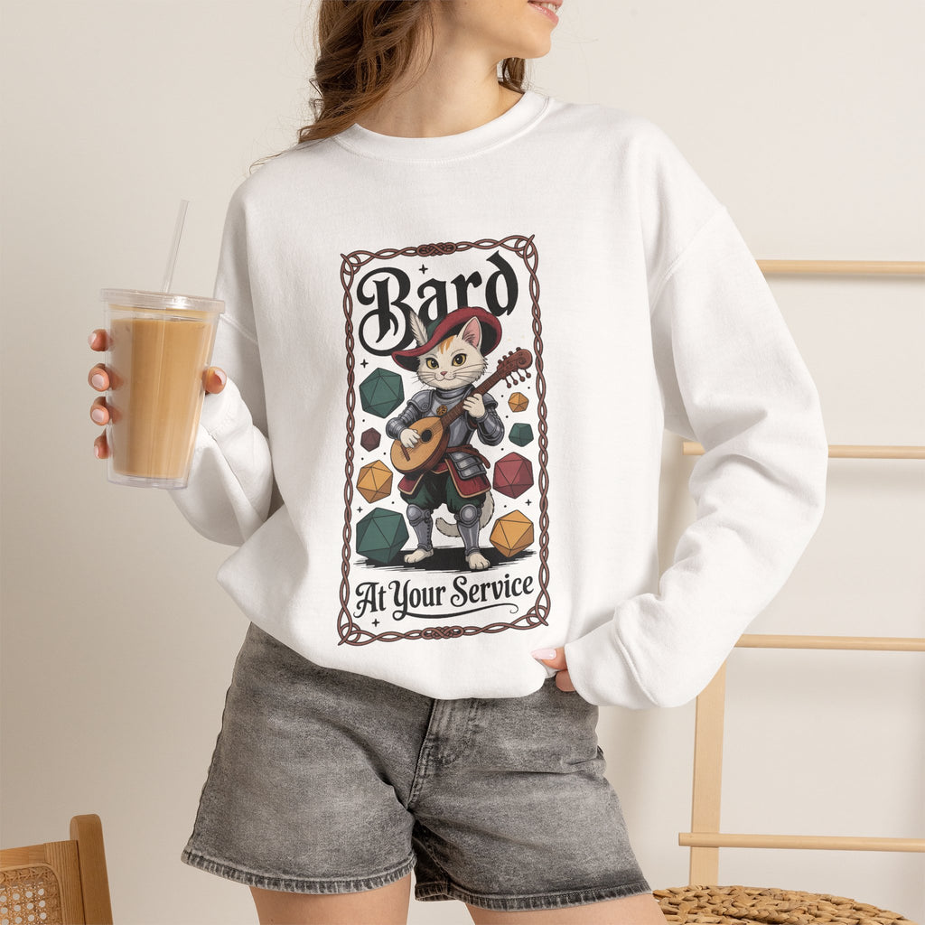 Bard Cat at Your Serivece D&D Sweatshirt | Cat Lover RPG Gift