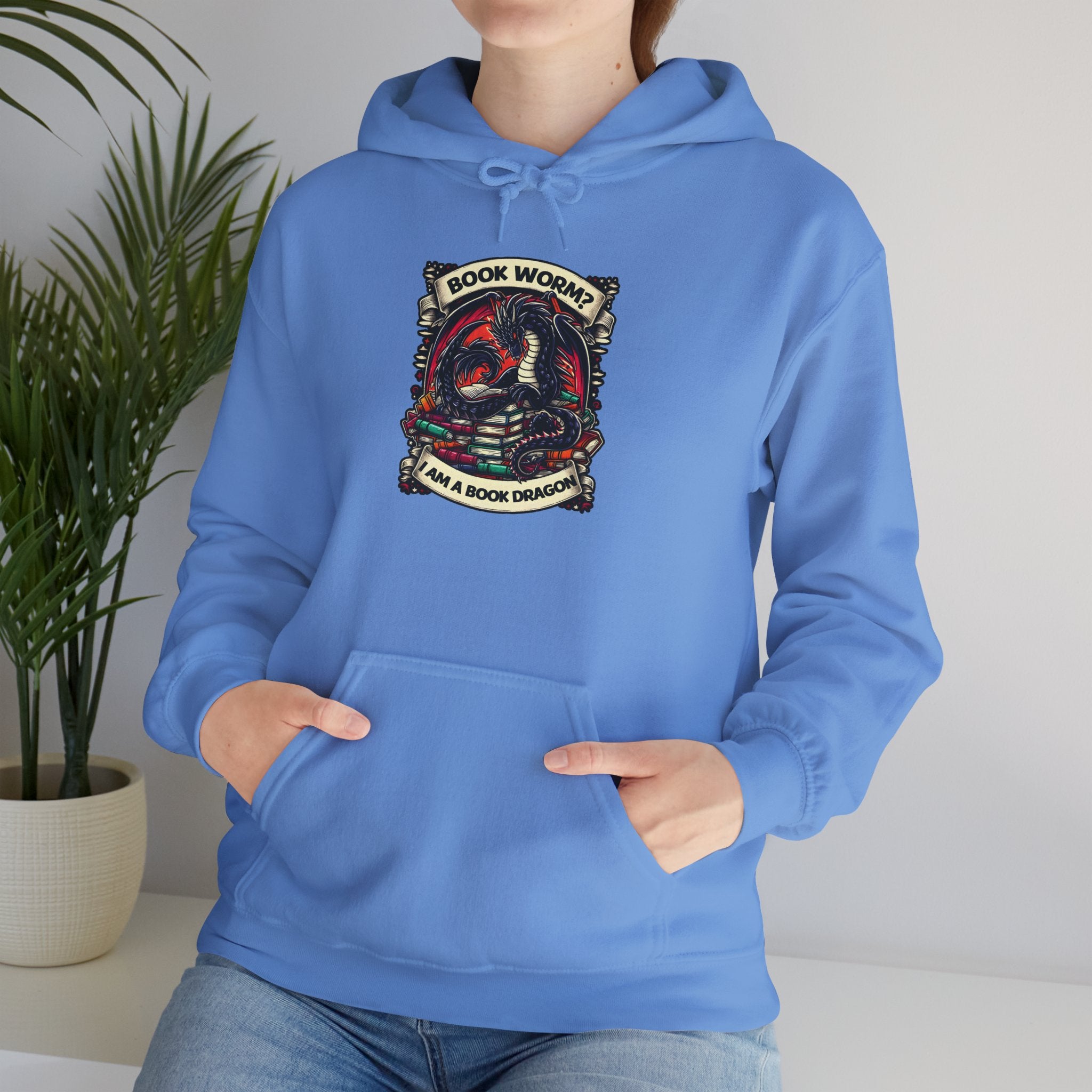 Book Worm? I Am a Book Dragon, Fantasy Reader Hoodie