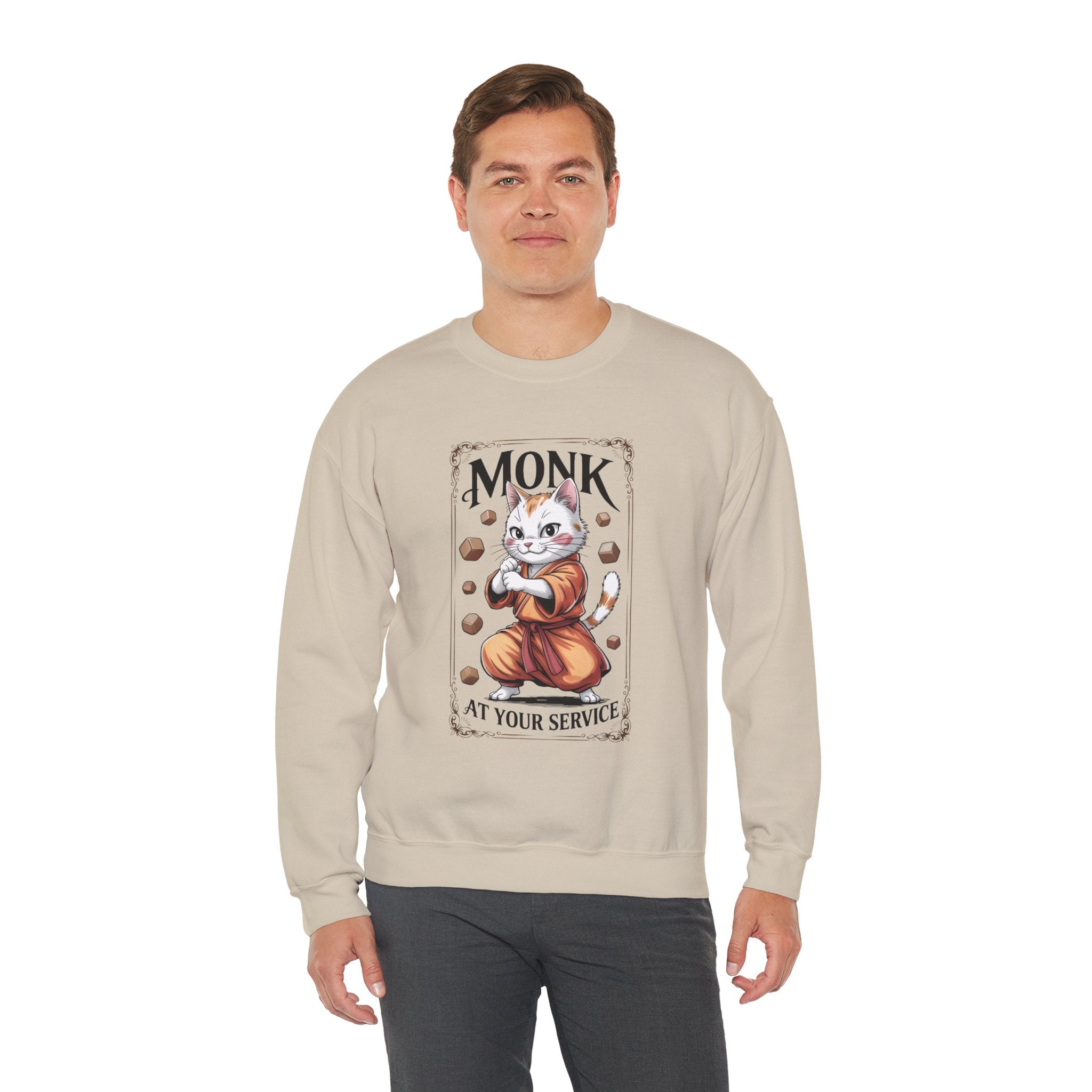 Monk Cat at Your Service D&D Sweatshirt | Cat Lover RPG Gift