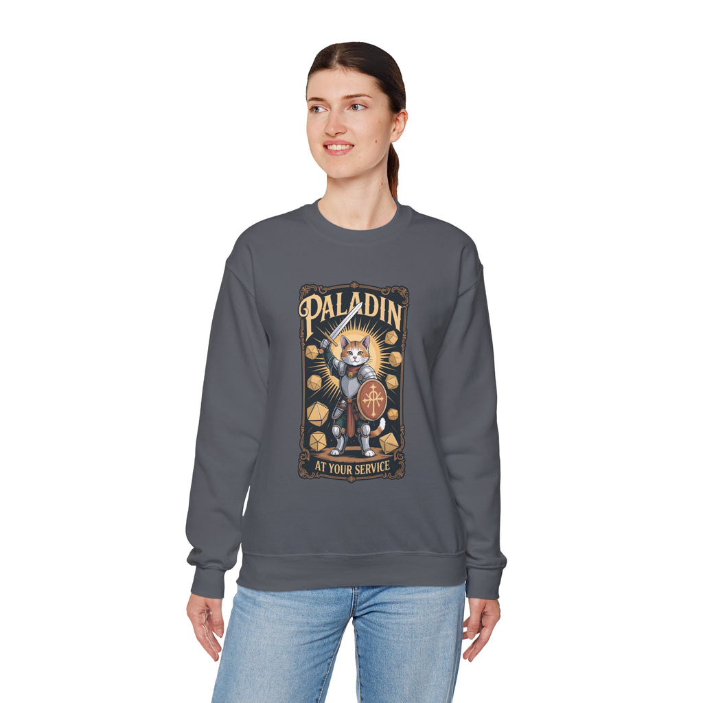 Paladin Cat at Your Service D&D Sweatshirt | Cat Lover RPG Gift