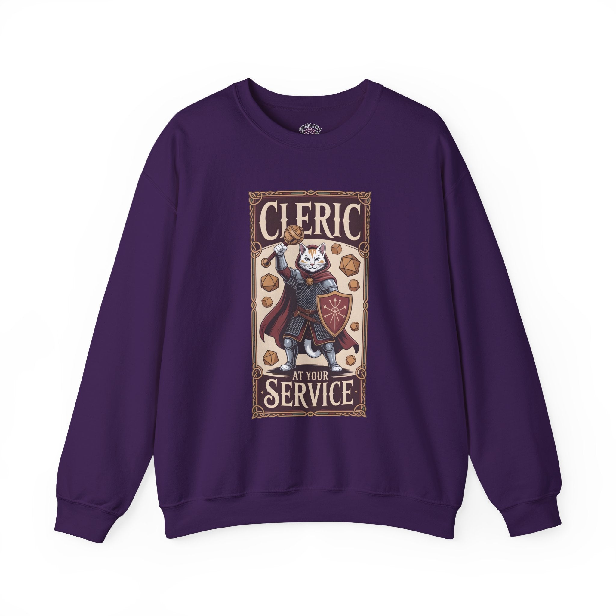 Cleric Cat at Your Service D&D Sweatshirt | Cat Lover RPG Gift